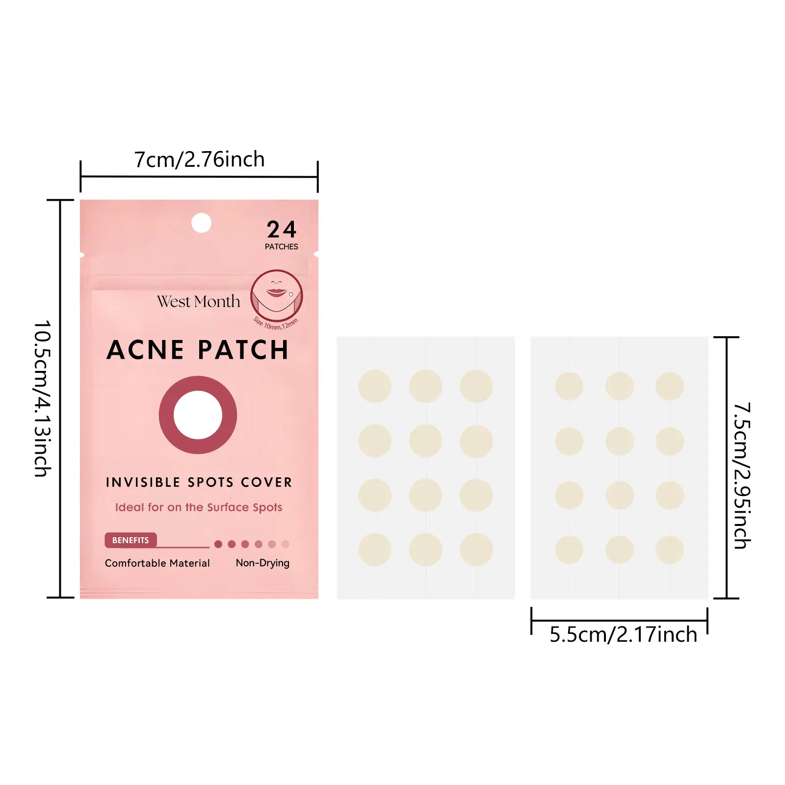 Invisible Acne Patches with Salicylic Acid & Snow Root - West&Month 1 invisible acne patch gentle clean moisturize portable West Month 481 7375