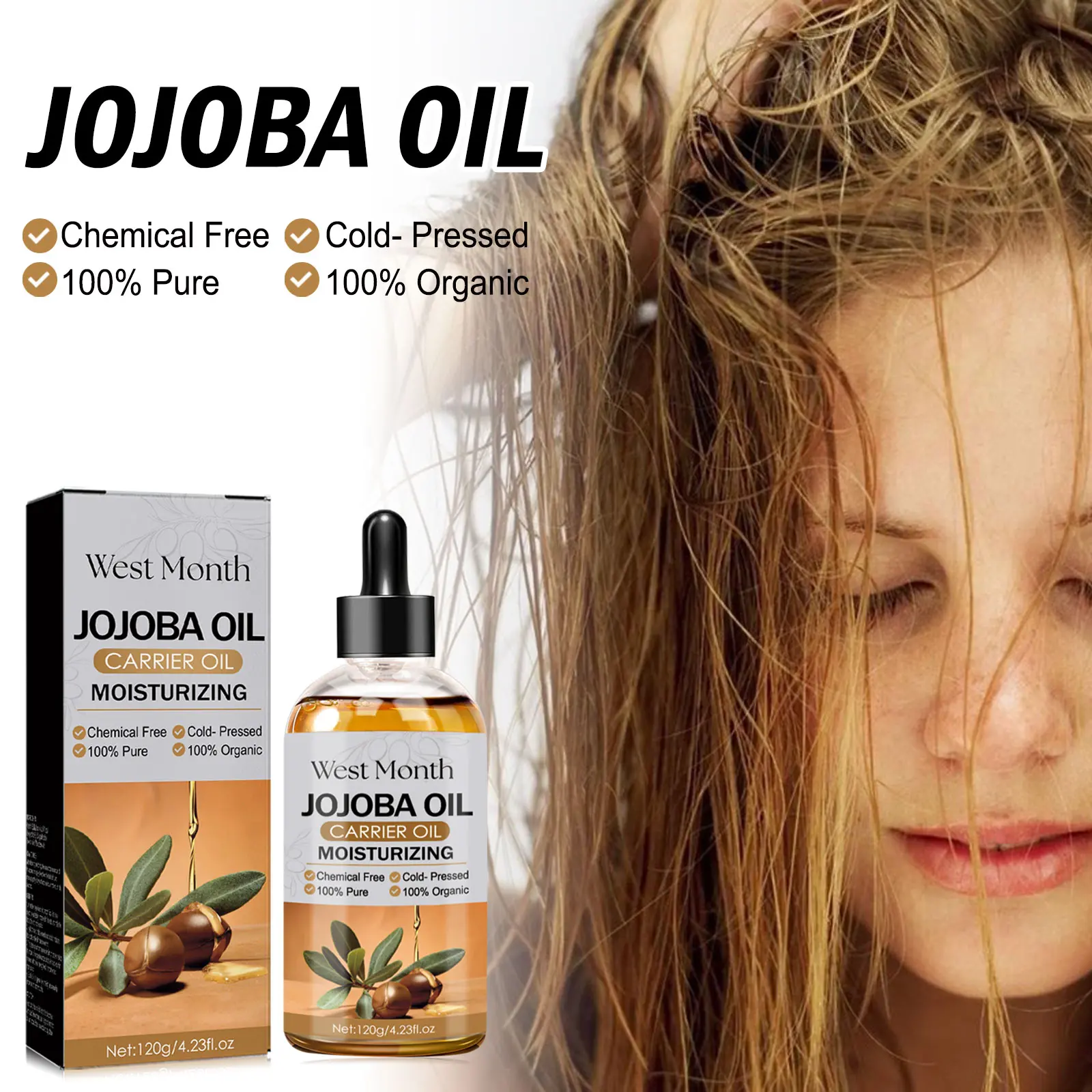 Jojoba Oil Conditioner for Dry Hair & Scalp Moisturizing - West&Month 2 jojoba oil hair conditioner moisturize scalp West Month 130 2738