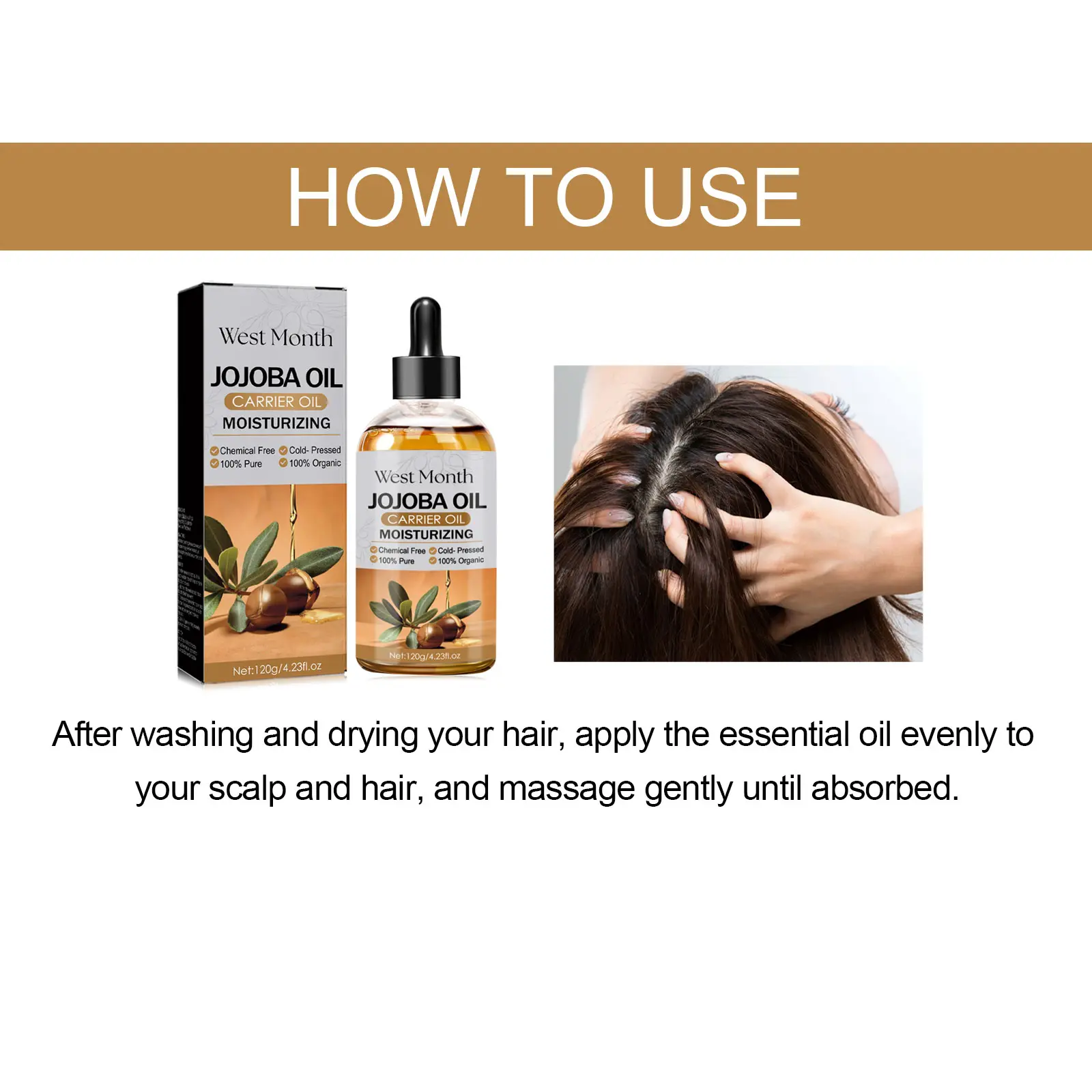 Jojoba Oil Conditioner for Dry Hair & Scalp Moisturizing - West&Month 4 jojoba oil hair conditioner moisturize scalp West Month 130 2739