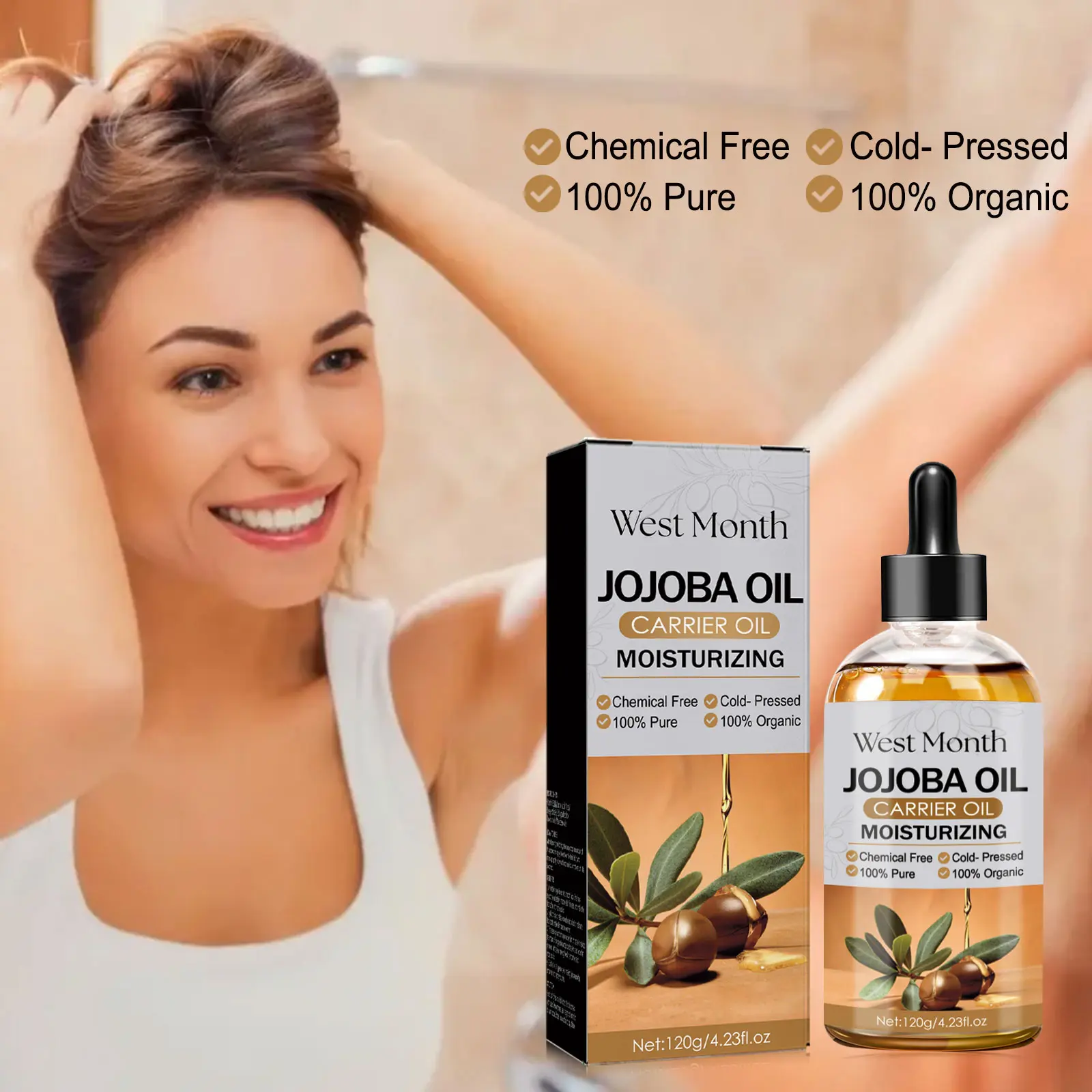 Jojoba Oil Conditioner for Dry Hair & Scalp Moisturizing - West&Month 8 jojoba oil hair conditioner moisturize scalp West Month 130 2743