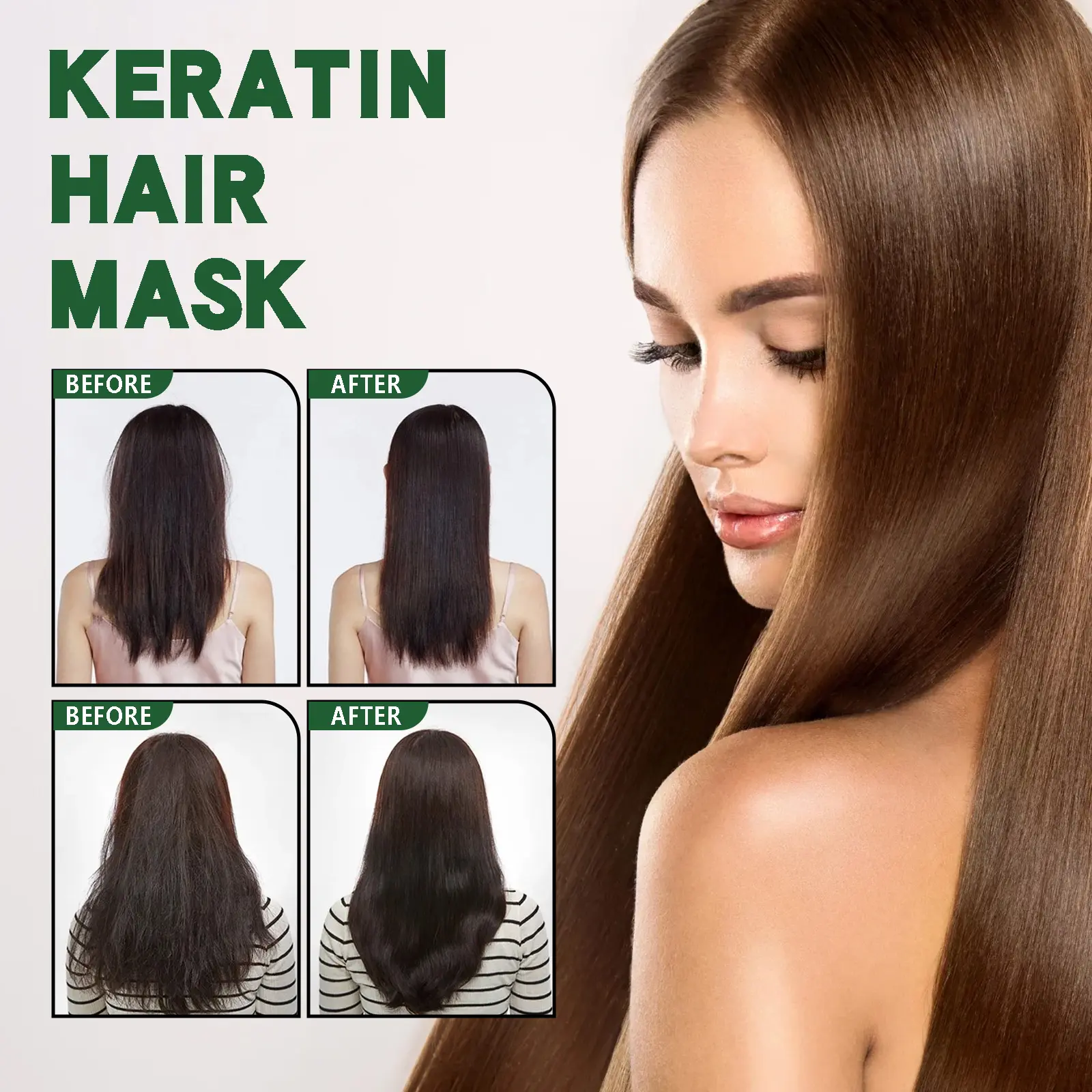 Keratin Hair Mask for Dry & Frizzy Hair Repair - West&Month 7 keratin hair mask moisturize repair split ends West Month 443 6834