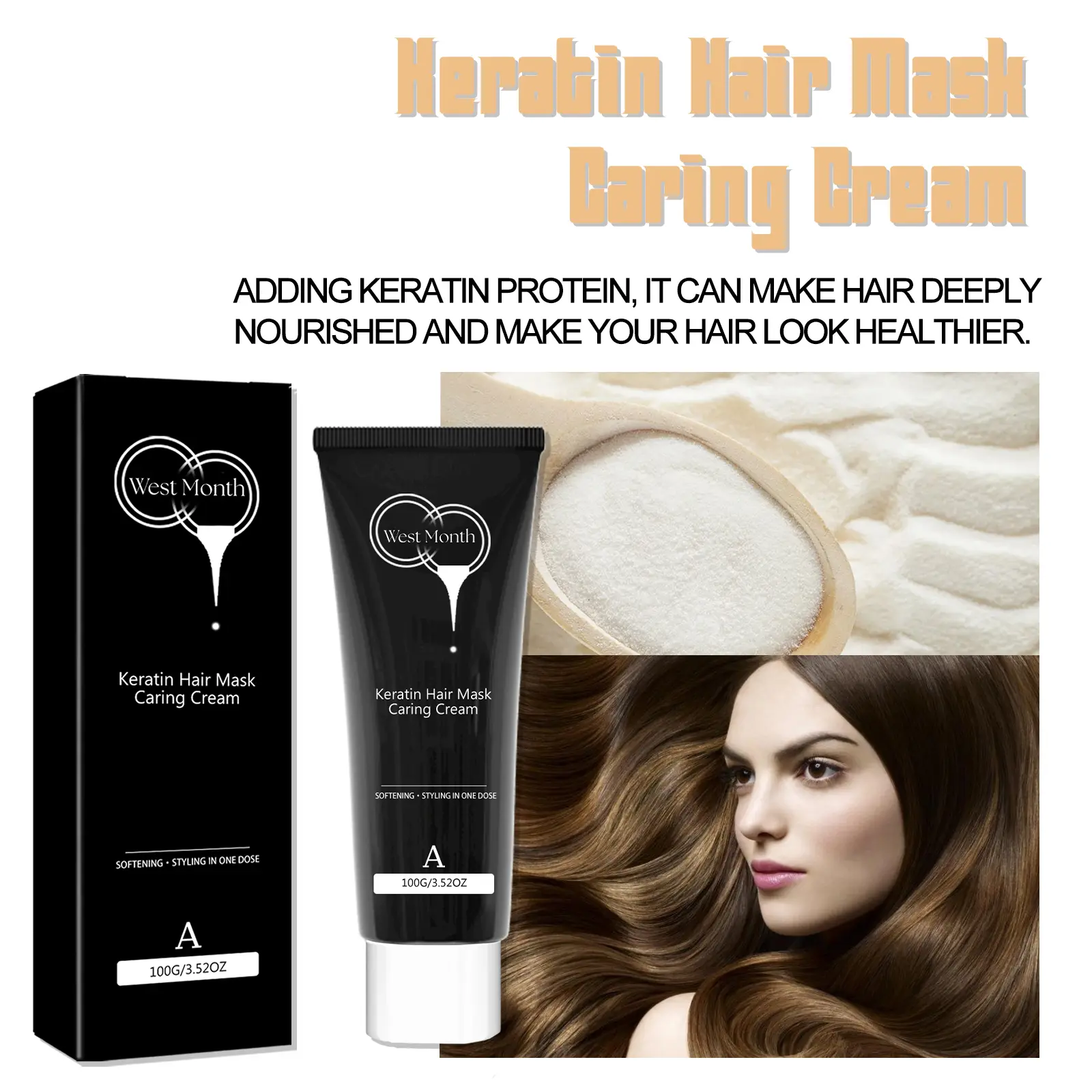 Keratin Hair Mask for Damaged Hair Repair & Hydration West&Month 7 keratin hair mask nourish repair moisturize West Month 434 6720