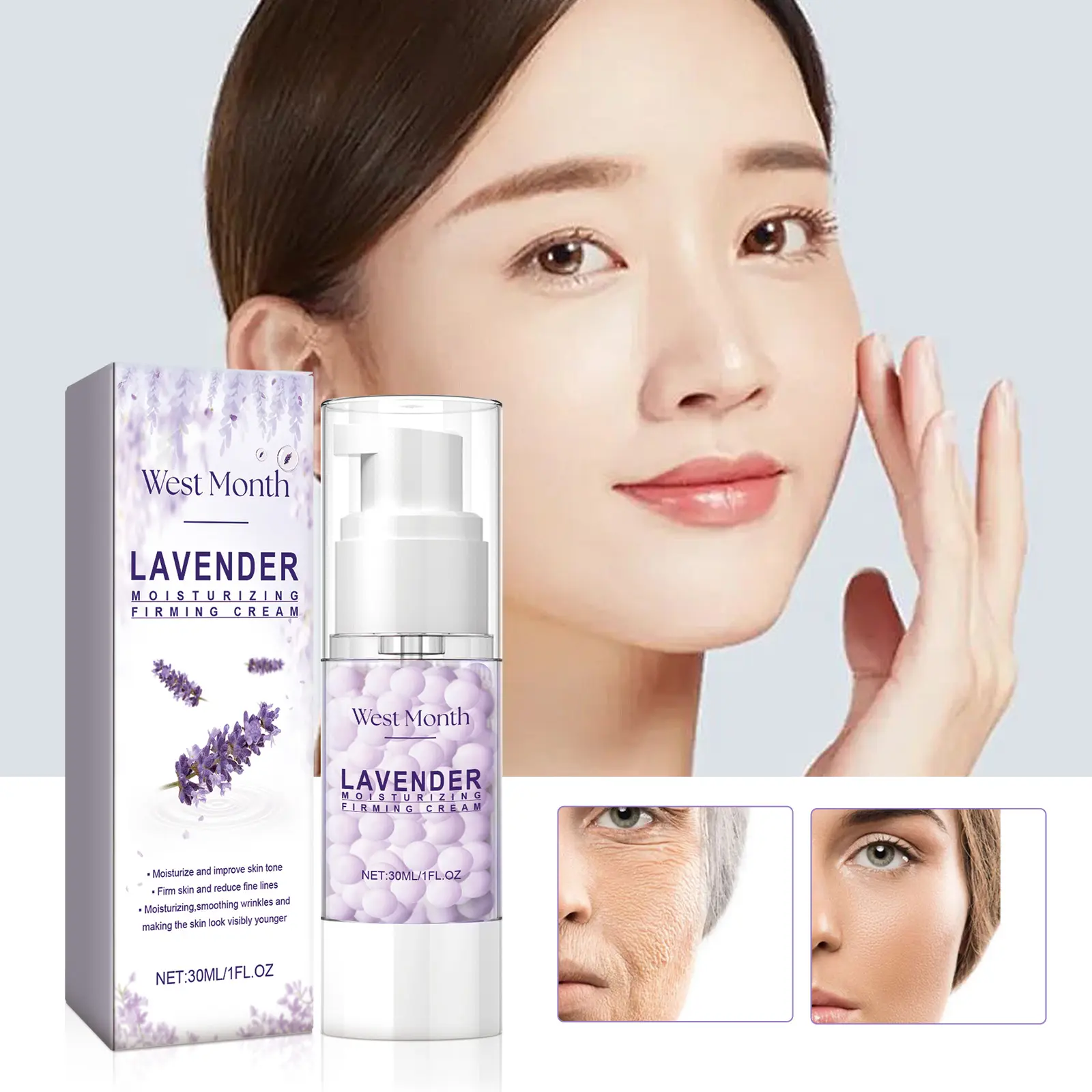 Lavender Firming Cream for Fine Lines & Hydration - West&Month 2 lavender cream moisturize firm reduce lines West Month 282 4656