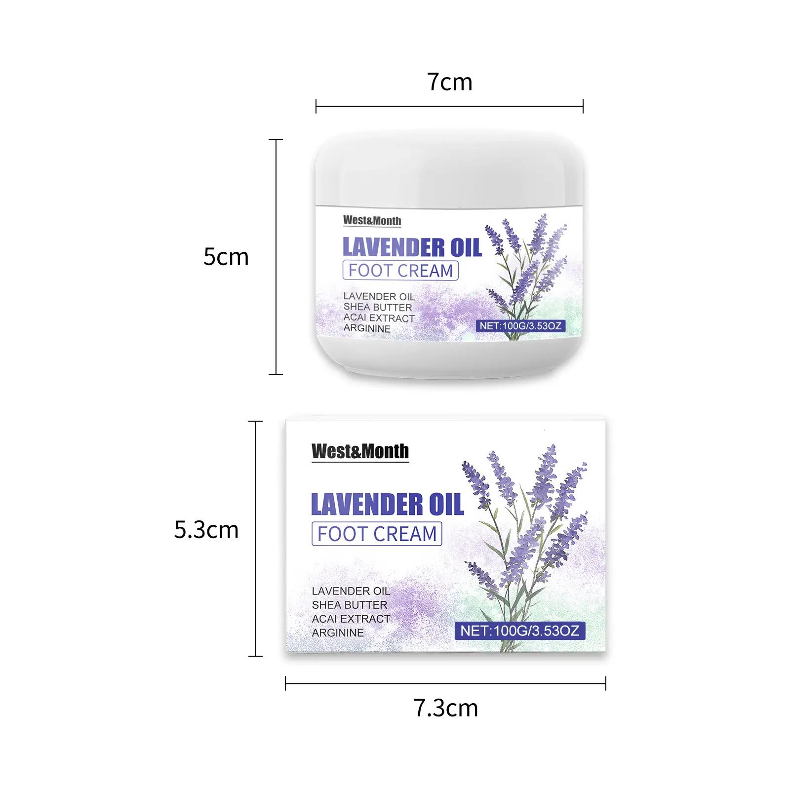 Lavender Oil Foot Cream for Hydrating & Anti-Crack Protection - West&Month 1 lavender foot cream anti freeze crack hydrate West Month 667 9529
