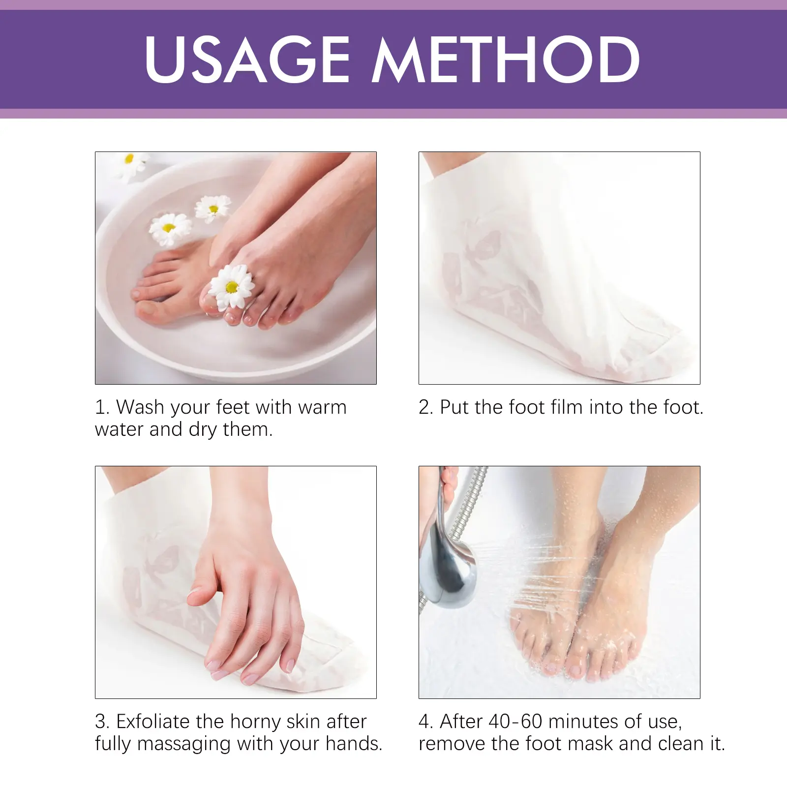 Lavender Foot Mask - Moisturizing Anti-Cracking Care - West&Month 4 lavender peel mask moisturize foot clean keratin West Month 288 4740