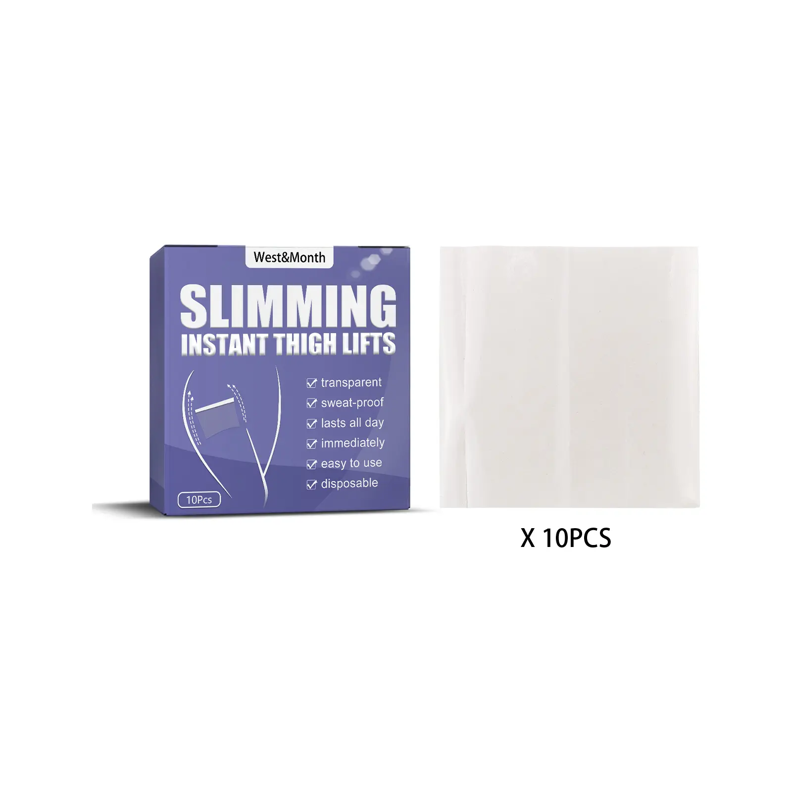 West&Month Leg Lift Patch Review: Do These Strips Actually Work? 1 West&Month Leg Lift Patch box and a single patch held up