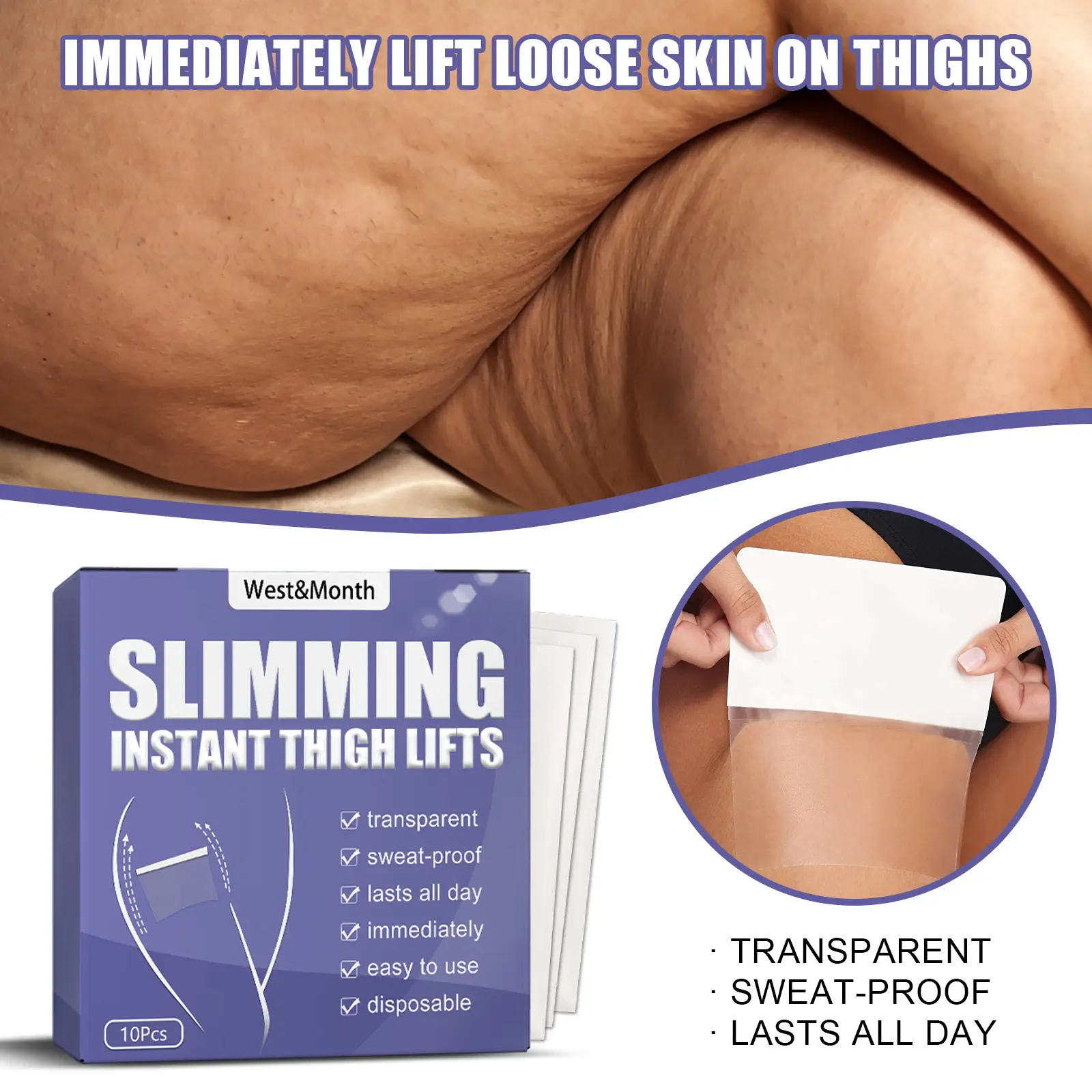 Leg Lift Patch for Thigh Smoothing and Firming - West&Month 6 leg lift patch moisturizing natural skin West Month 049 1718