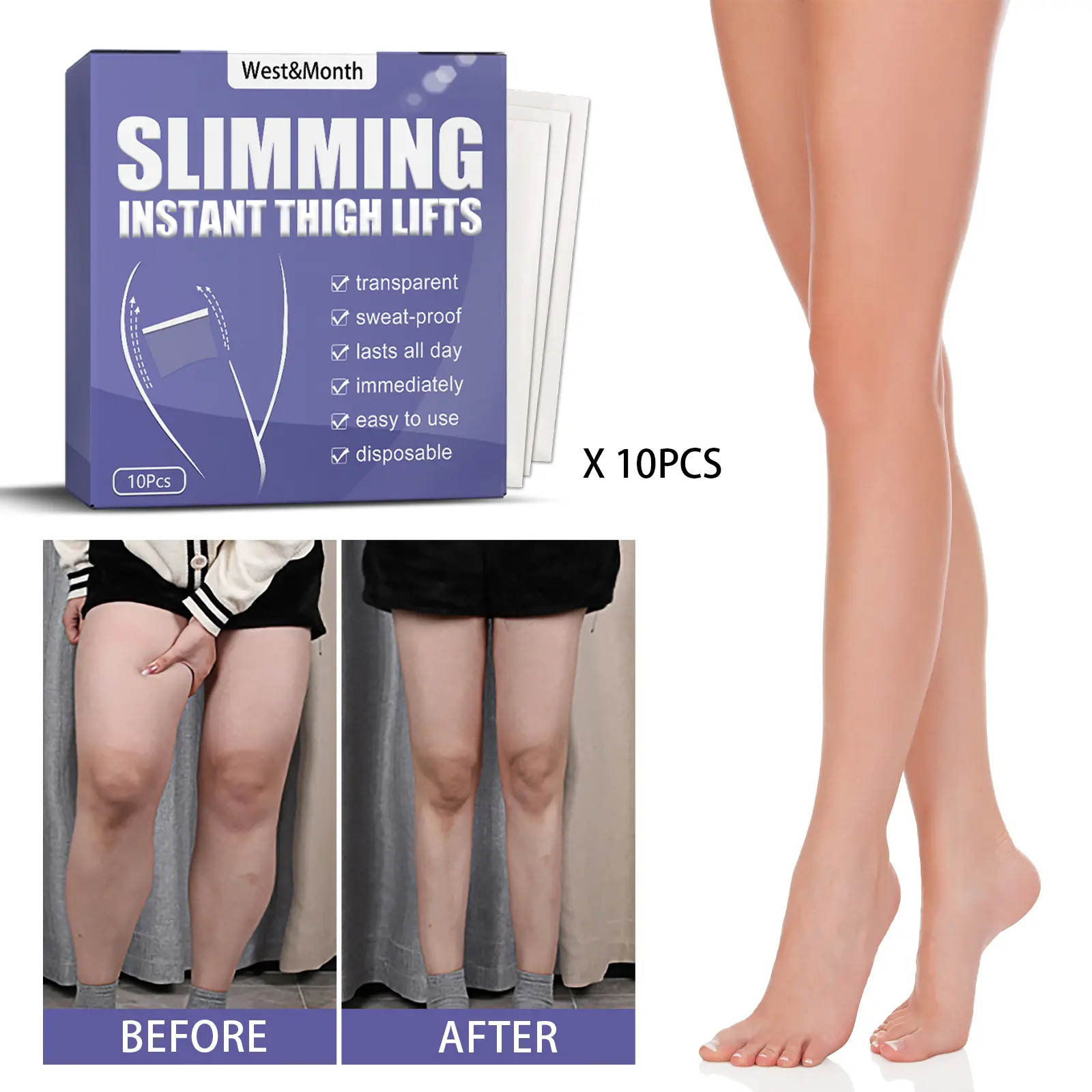 Leg Lift Patch for Thigh Smoothing and Firming - West&Month 7 leg lift patch moisturizing natural skin West Month 049 1723