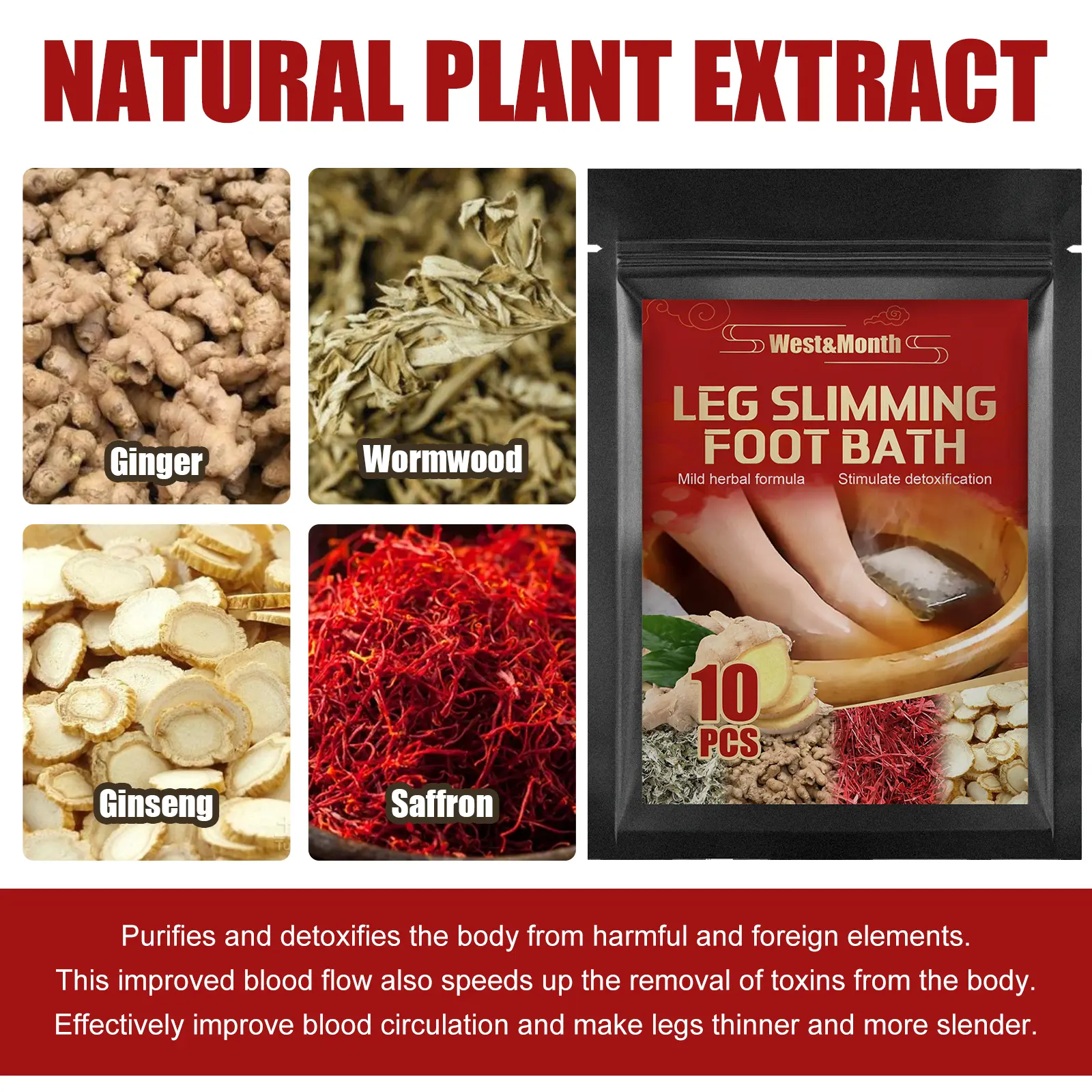 Ginger Ginseng Foot Bath Kit for Warming Comfort - West&Month 2 leg slimming foot bath relieve soreness swelling West Month 271 4507