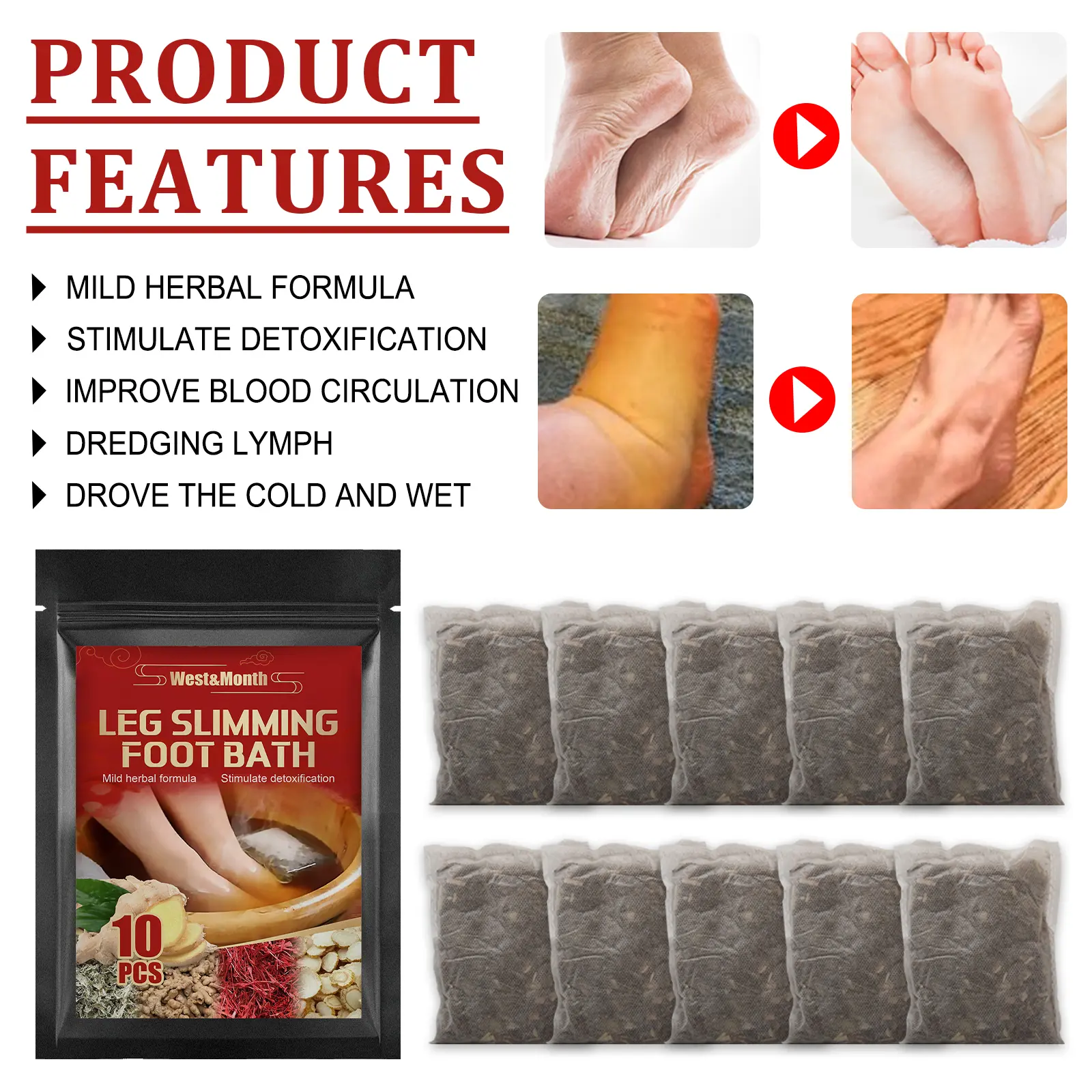 Ginger Ginseng Foot Bath Kit for Warming Comfort - West&Month 4 leg slimming foot bath relieve soreness swelling West Month 271 4509