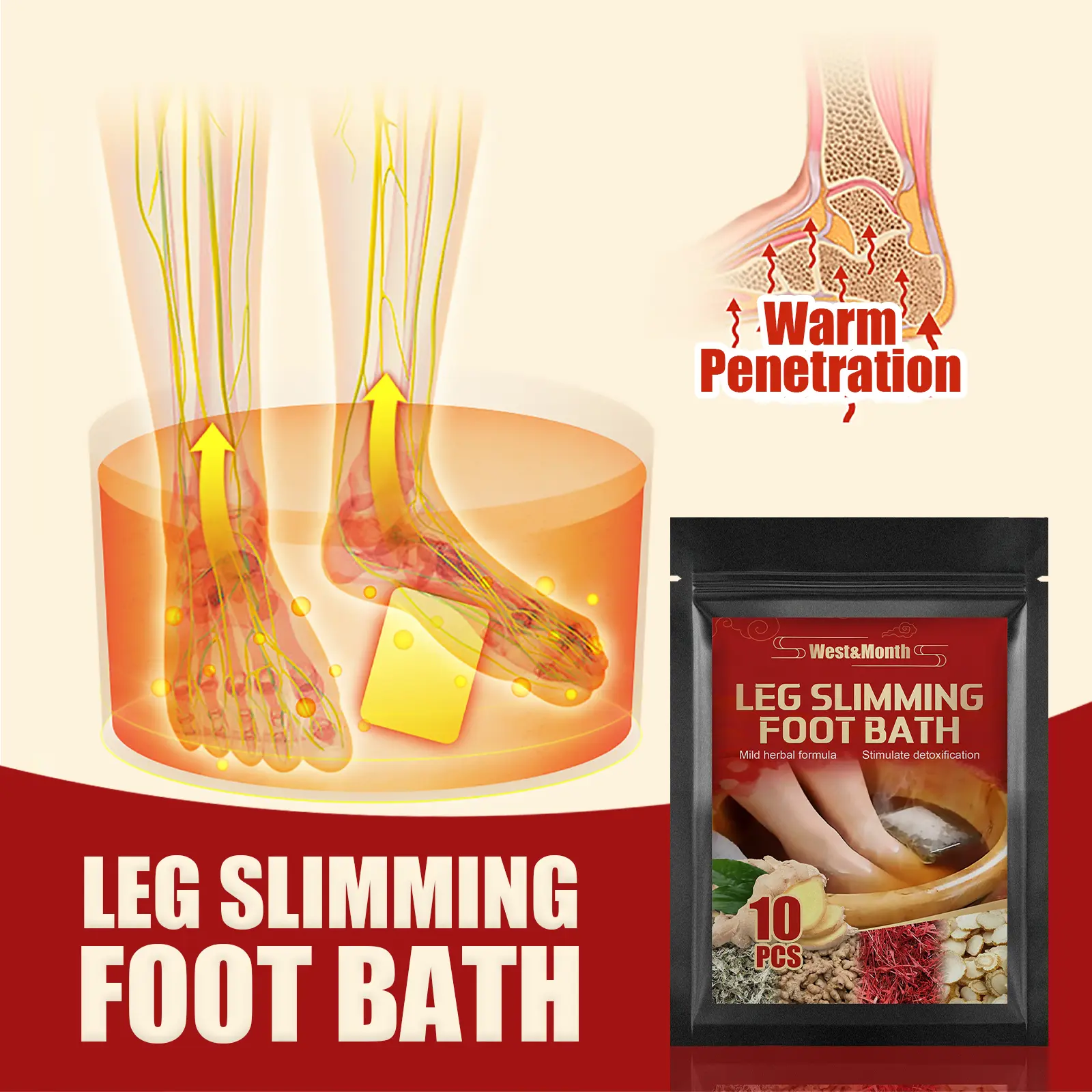 Ginger Ginseng Foot Bath Kit for Warming Comfort - West&Month 6 leg slimming foot bath relieve soreness swelling West Month 271 4511