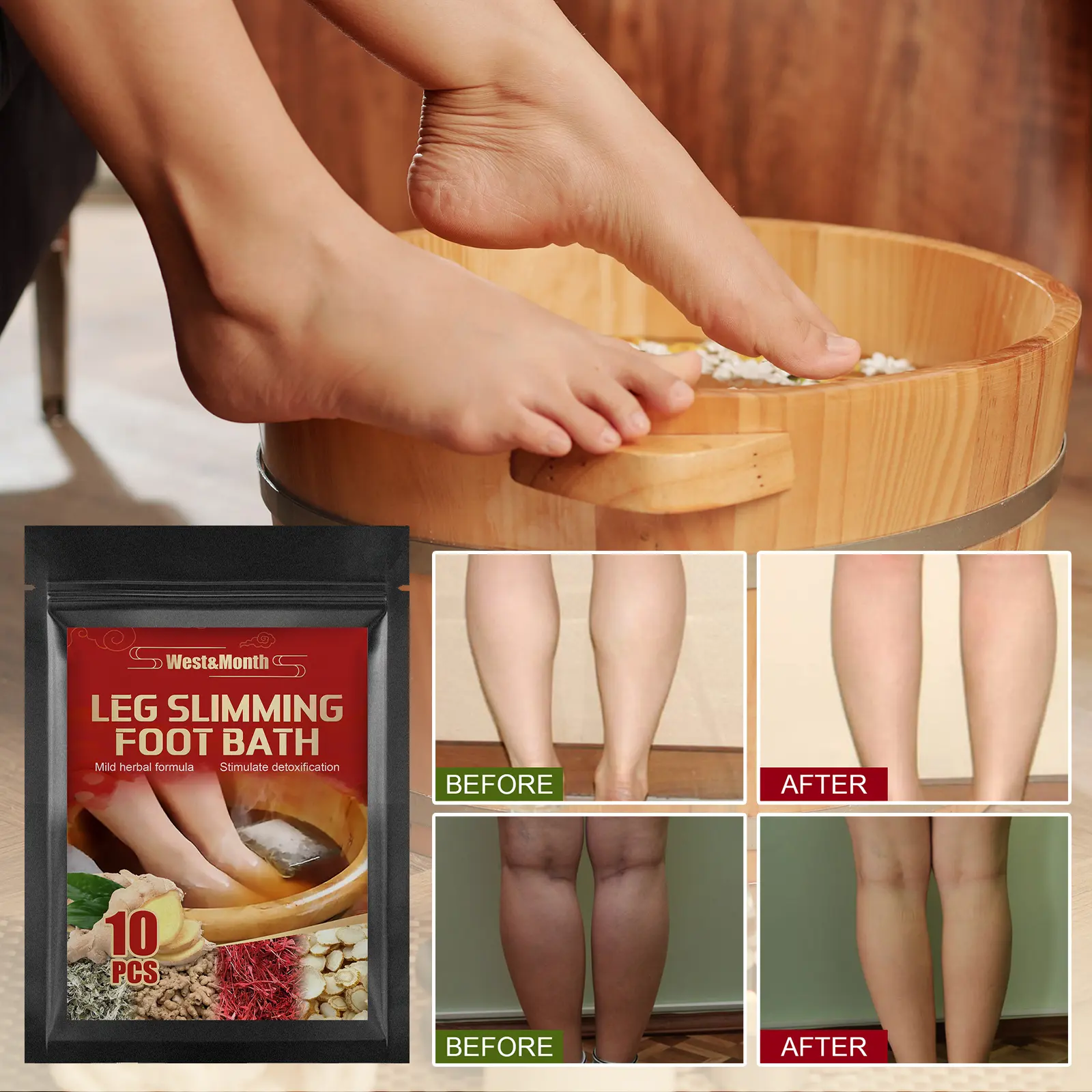 Ginger Ginseng Foot Bath Kit for Warming Comfort - West&Month 7 leg slimming foot bath relieve soreness swelling West Month 271 4512