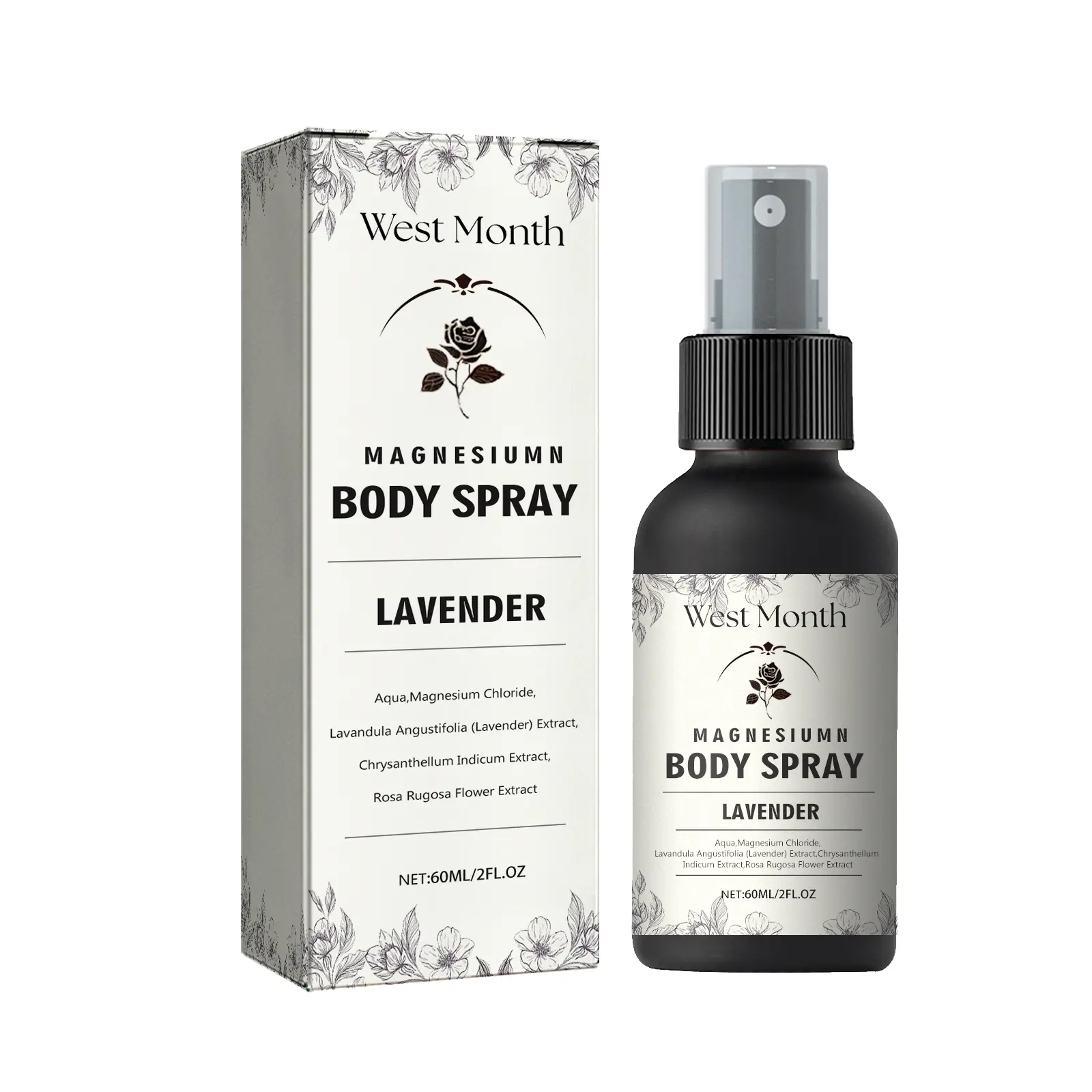 Magnesium Body Spray for Muscle Relief & Relaxation - West&Month 1 magnesium body spray relieve tension fatigue West Month 210 3736