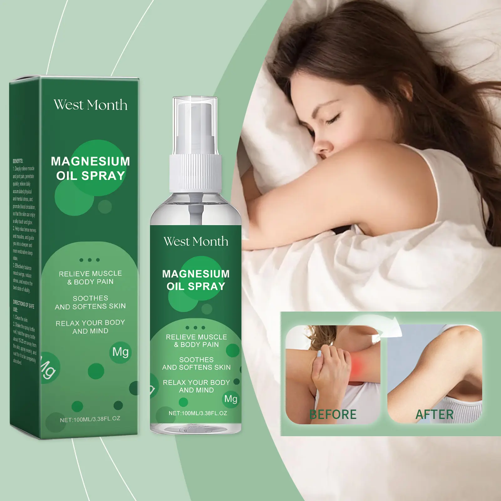 My Month with the West Month Magnesium Oil Spray: The Good, The Tingly, and The Honestly Surprising 2 Close-up of West Month Magnesium Oil Spray being applied to a shoulder