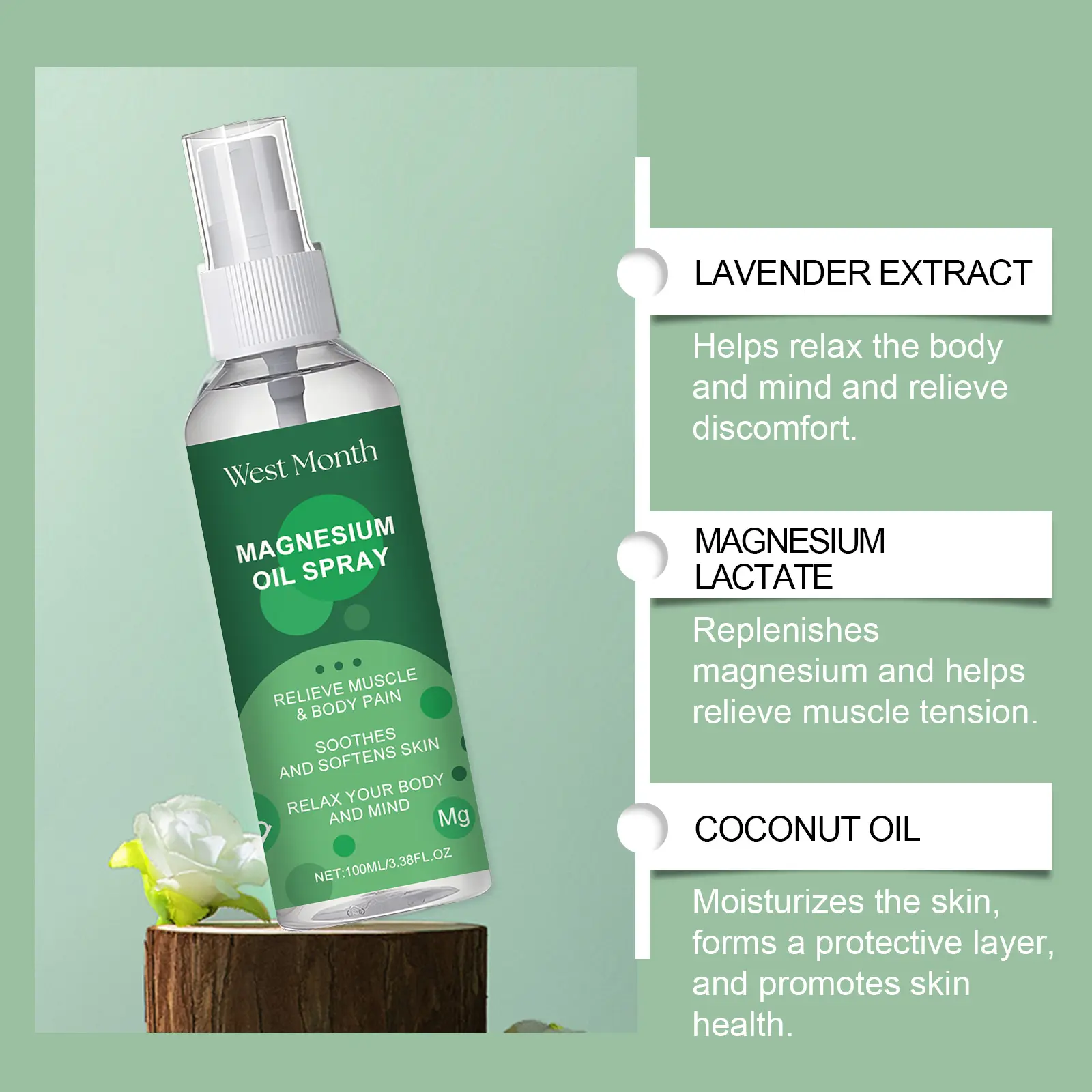 Magnesium Oil Spray for Joint and Muscle Support - West Month 5 magnesium oil spray massage joint care West Month 449 6917