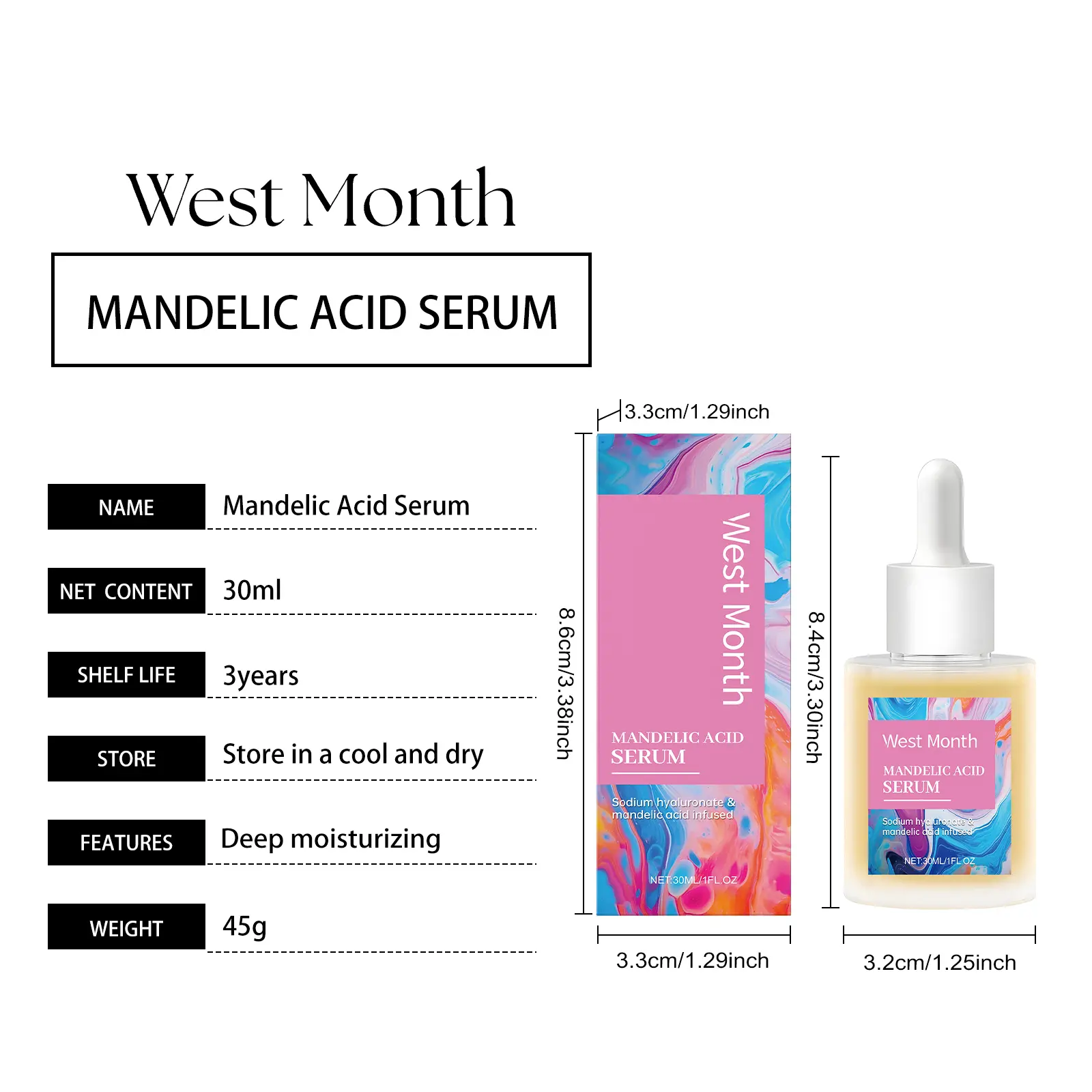 Mandelic Acid Essence Gentle Moisturizing Skin Care by West&Month 1 mandelic acid essence gentle moisturize daily West Month 183 3408