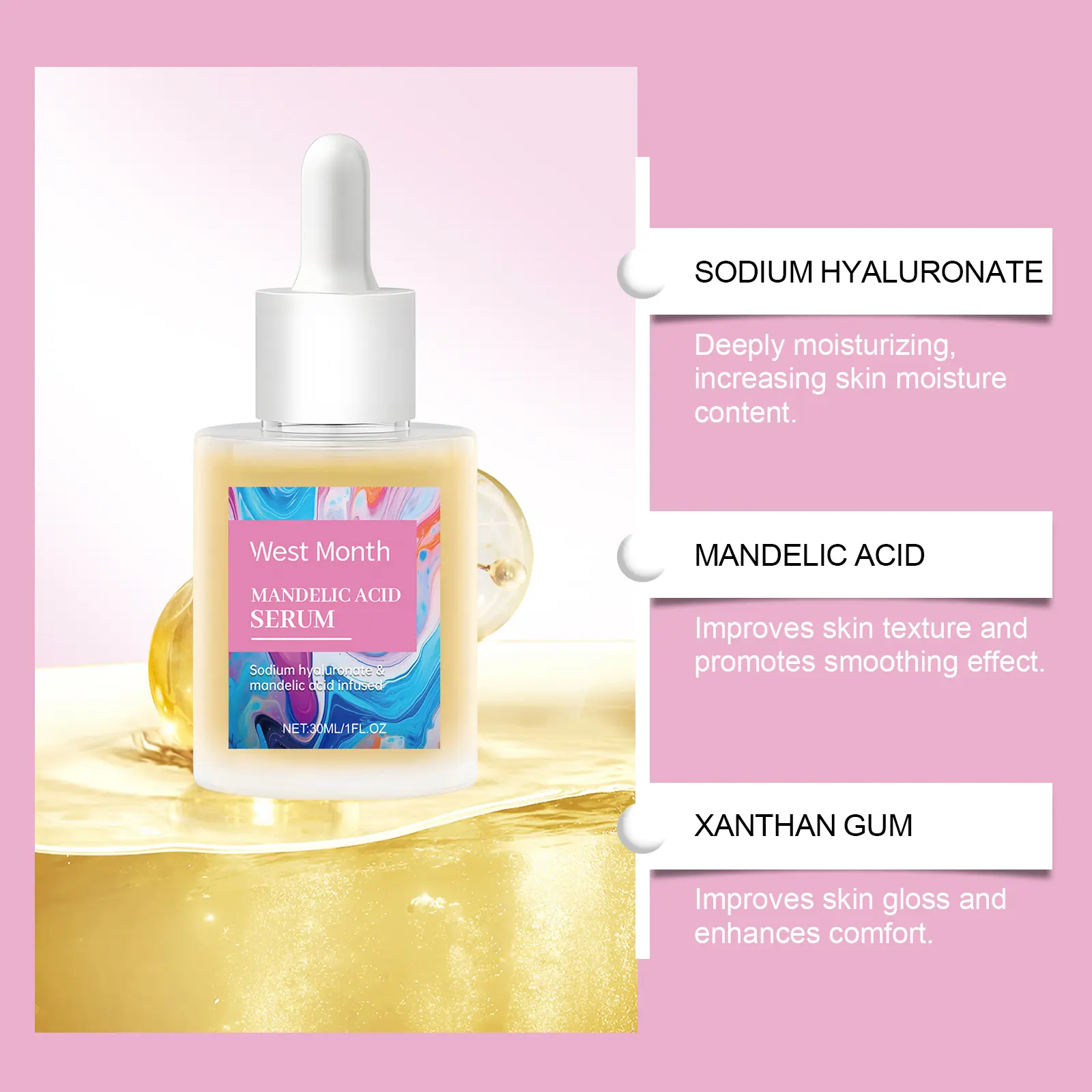 Mandelic Acid Essence Gentle Moisturizing Skin Care by West&Month 7 mandelic acid essence gentle moisturize daily West Month 183 3410