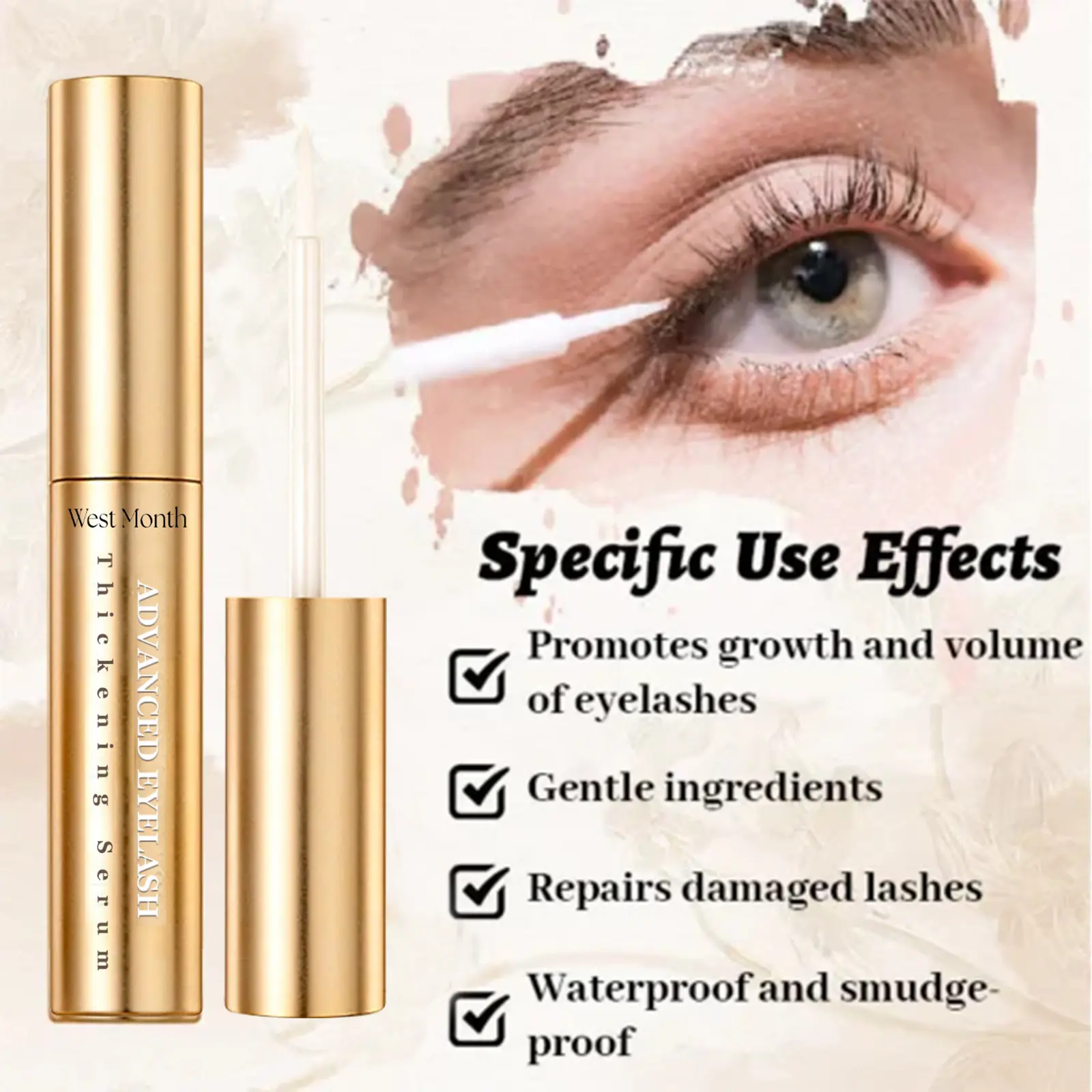 Volumizing Lengthening Mascara Waterproof & Long-Lasting by West&Month 5 mascara thick moisturize long black voluminous West Month 138 2840