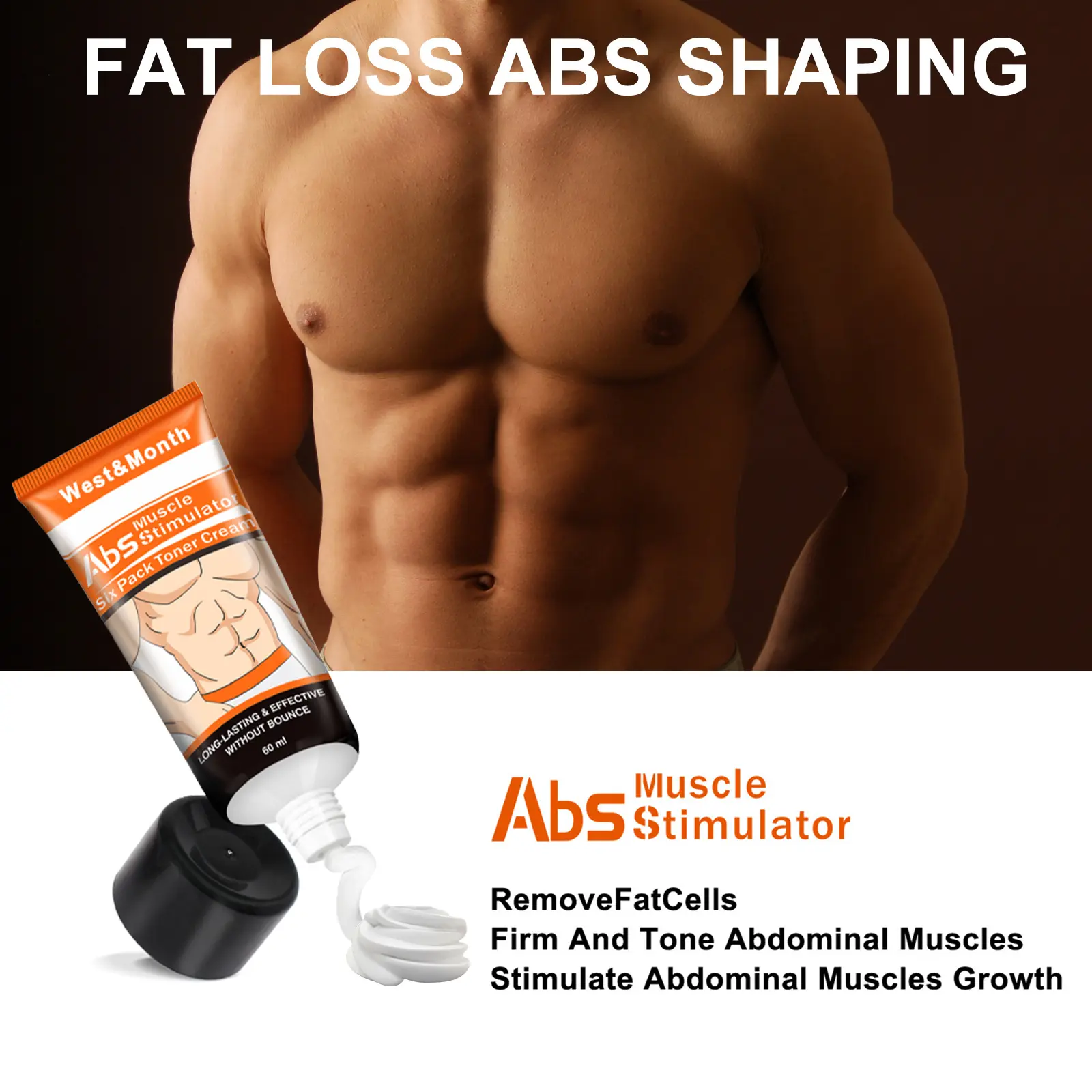 Abdominal Firming Cream for Men's Fitness and Toning - West&Month 7 men's abdominal cream build muscle tighten fitness West Month 639 9265