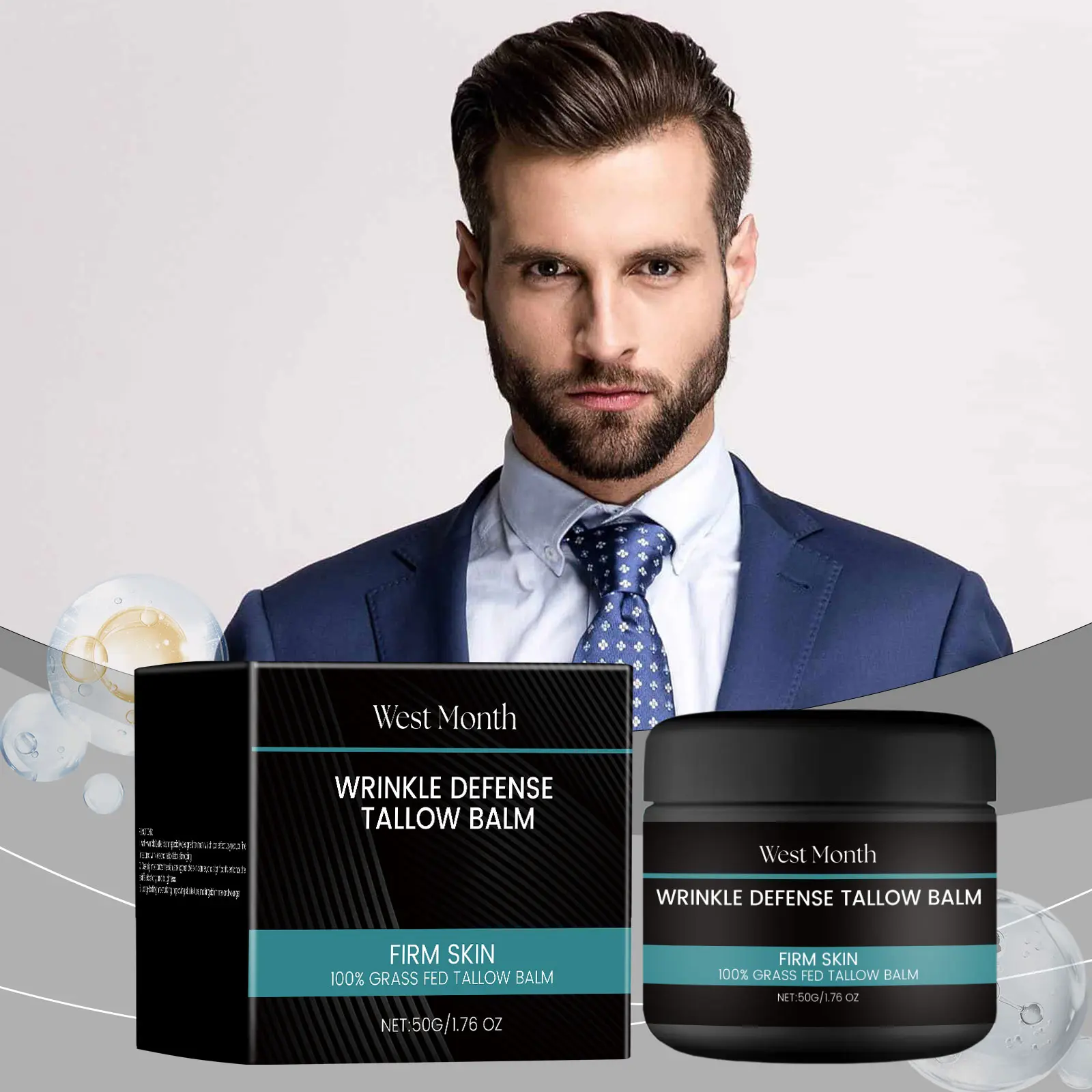 Men's Facial Butter Moisturizing Cream with Collagen & Niacinamide - West&Month 2 men's facial butter moisturize nourish West Month 246 4215