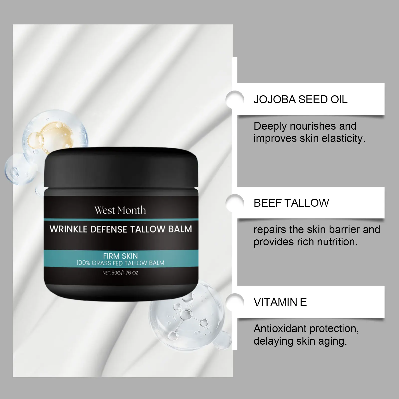Men's Facial Butter Moisturizing Cream with Collagen & Niacinamide - West&Month 8 men's facial butter moisturize nourish West Month 246 4222