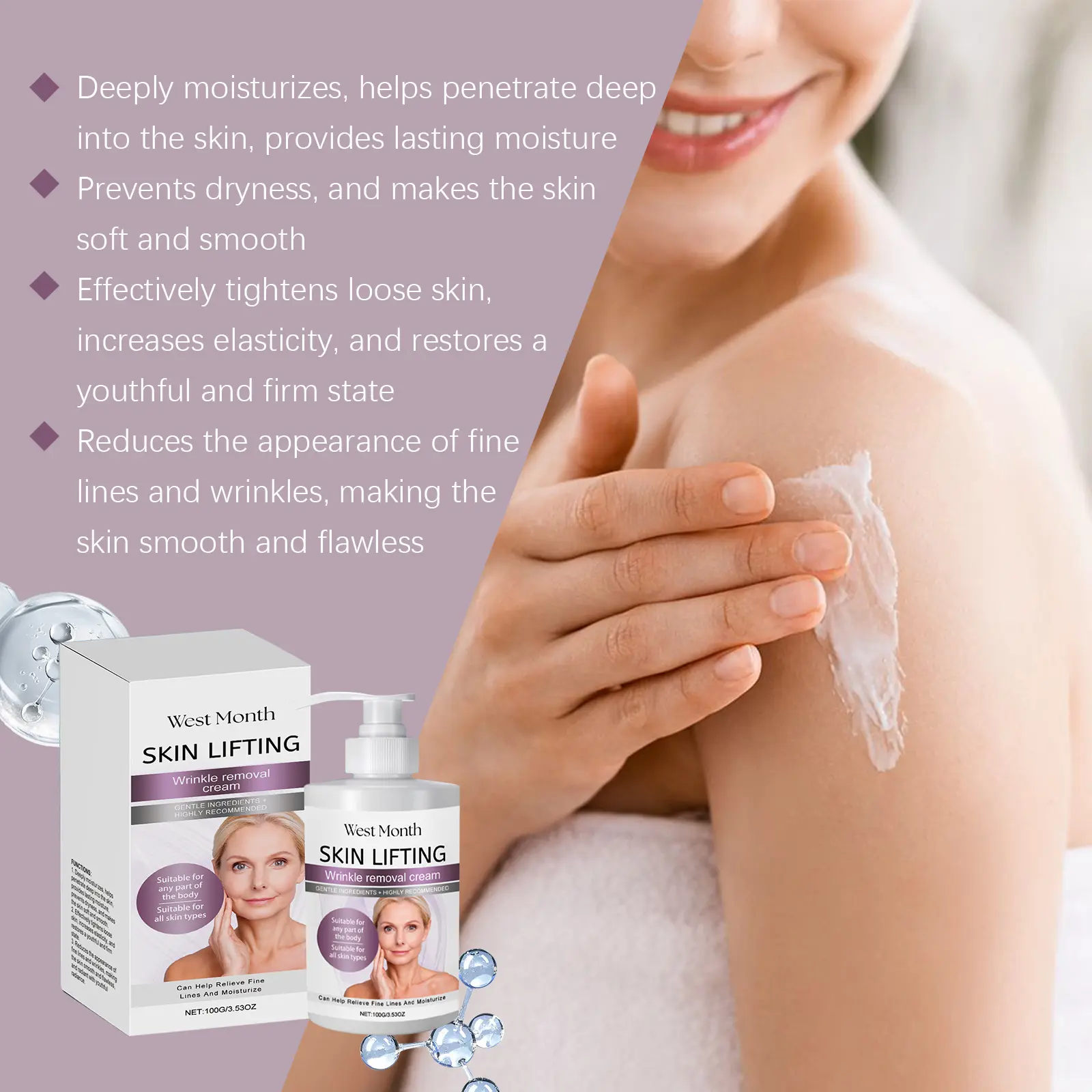 Moisturizing Body Cream for Firming & Smoothing with Vitamin E - West&Month 5 moisturizing body cream gently firm lift smooth West Month 524 8005