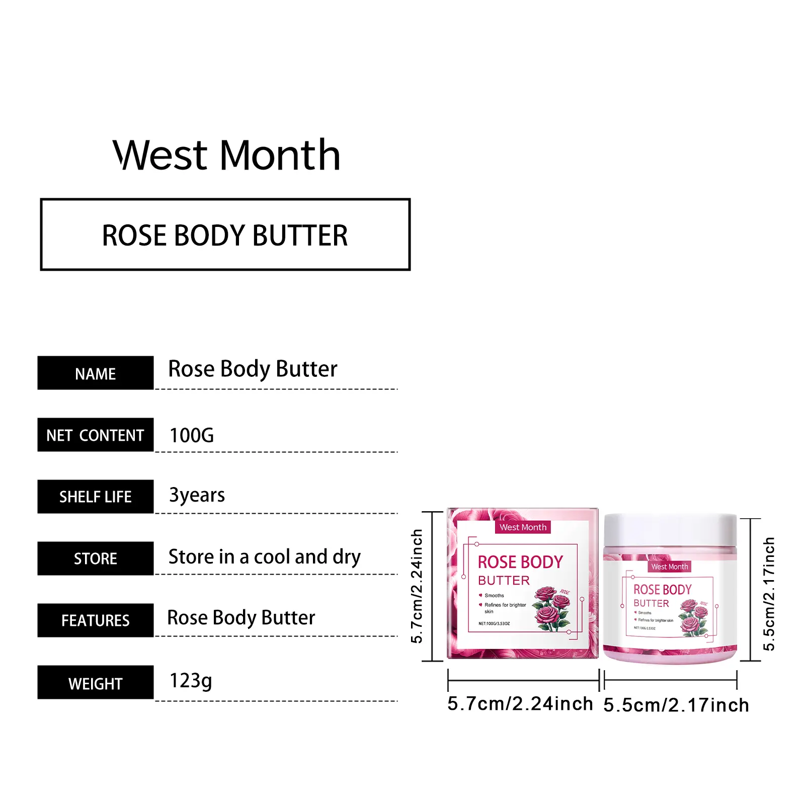 Moisturizing Body Cream for Rough Skin with Shea Butter - West&Month 1 moisturizing body cream restore rough dull skin West Month 080 2099