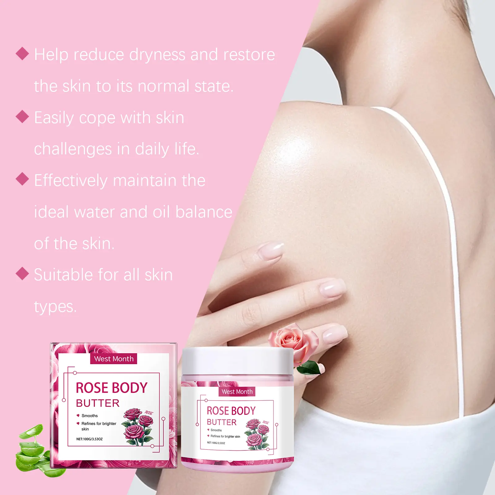 Moisturizing Body Cream for Rough Skin with Shea Butter - West&Month 5 moisturizing body cream restore rough dull skin West Month 080 2100