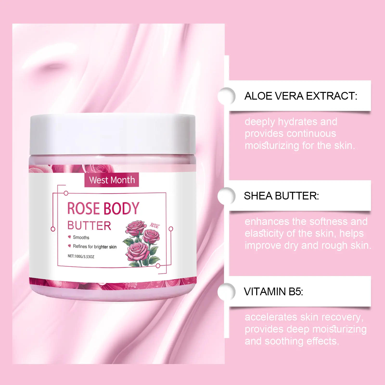 Moisturizing Body Cream for Rough Skin with Shea Butter - West&Month 6 moisturizing body cream restore rough dull skin West Month 080 2101