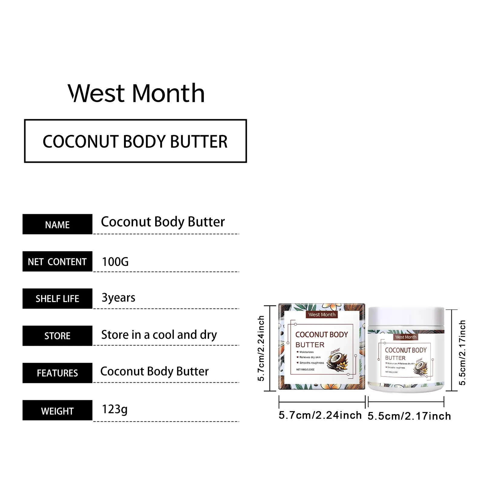 Moisturizing Body Cream for Rough & Dull Skin - West&Month 1 moisturizing body cream restore rough dull skin West Month 265 4431