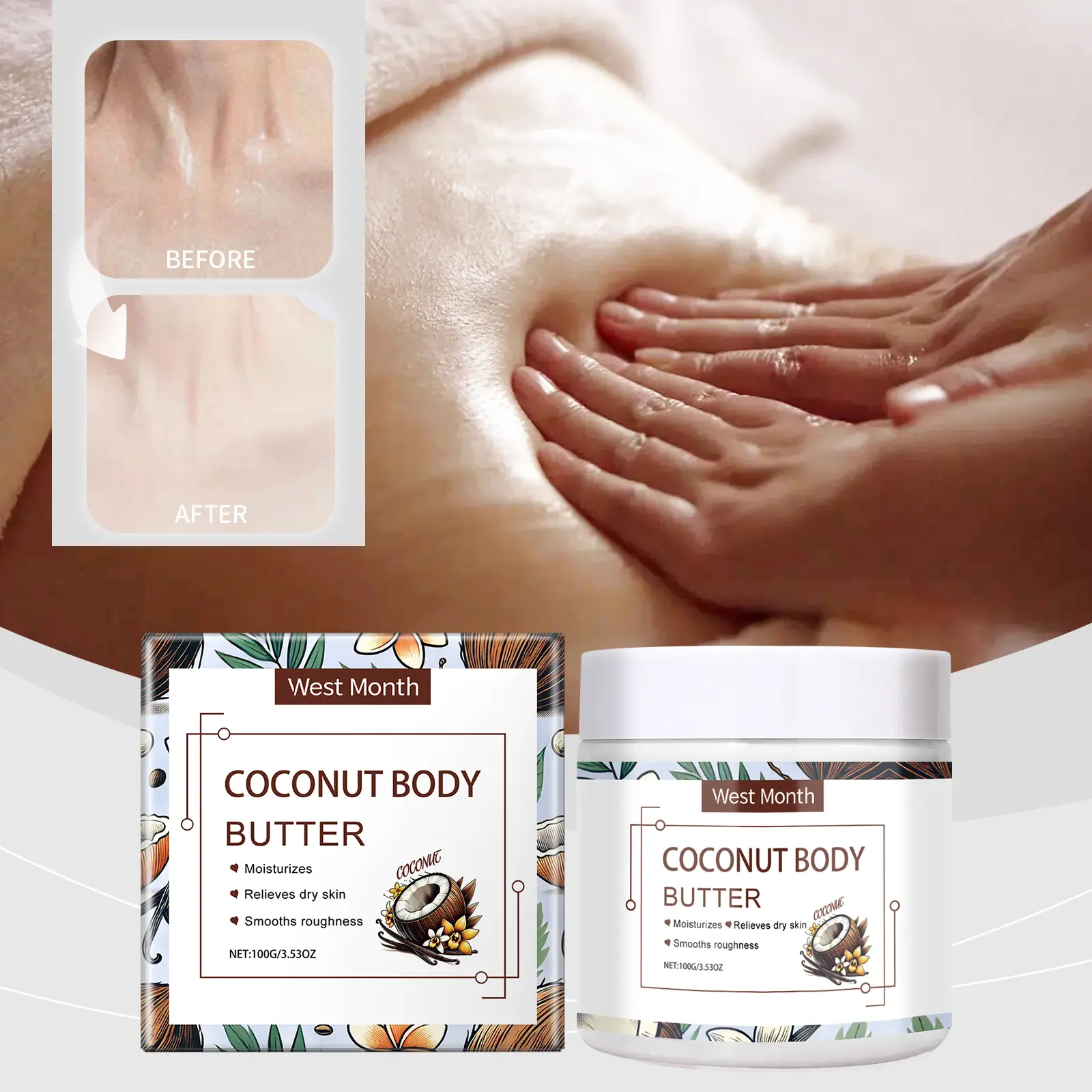 Moisturizing Body Cream for Rough & Dull Skin - West&Month 2 moisturizing body cream restore rough dull skin West Month 265 4432