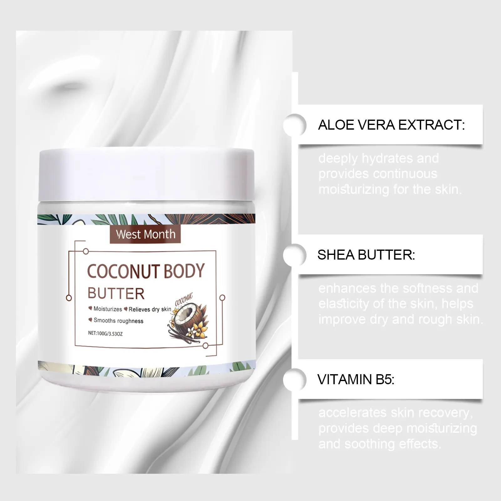 Moisturizing Body Cream for Rough & Dull Skin - West&Month 6 moisturizing body cream restore rough dull skin West Month 265 4433