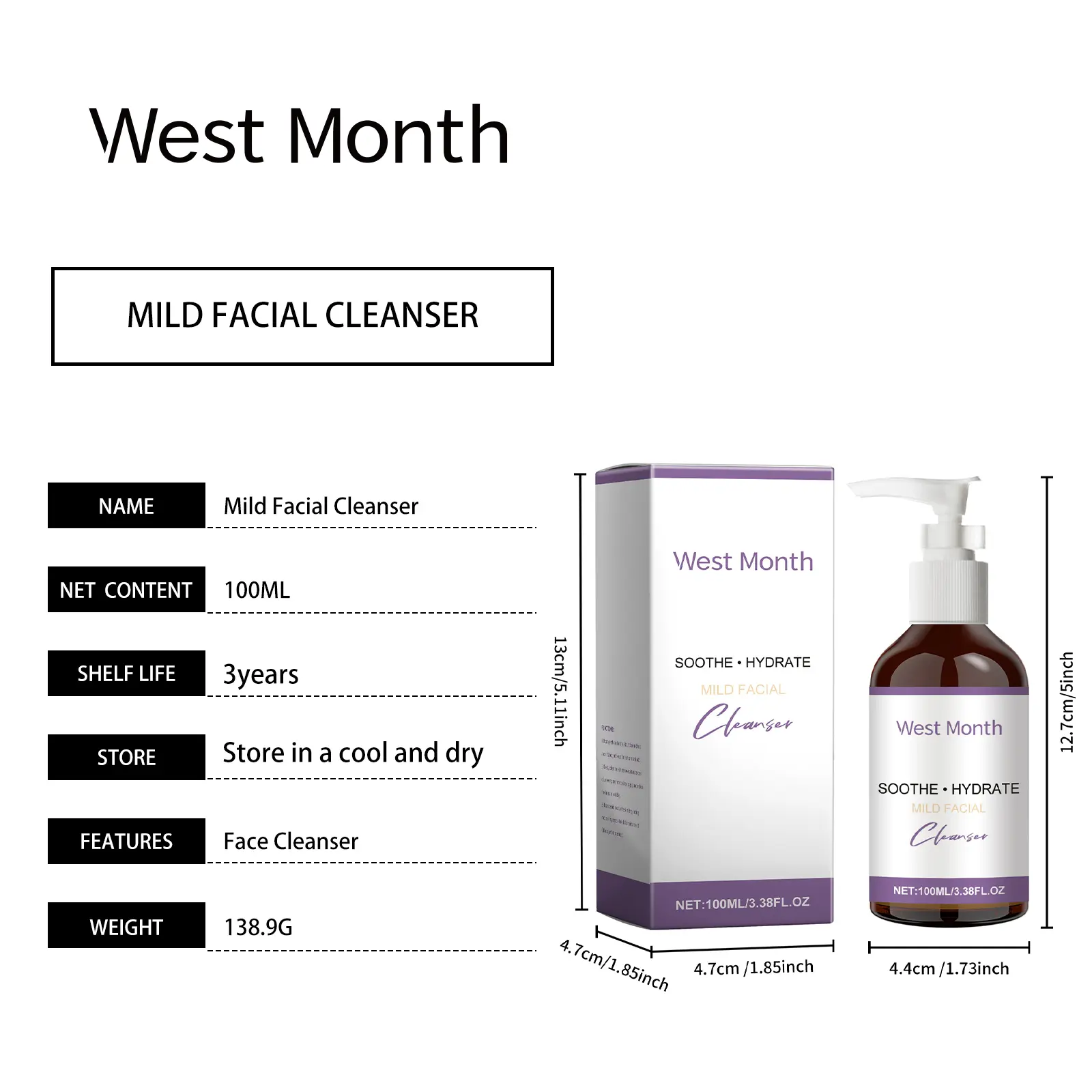 Moisturizing Face Cleanser for Pores & Oil Balance - West&Month 1 moisturizing cleanser clean pores balance nourish West Month 613 8992