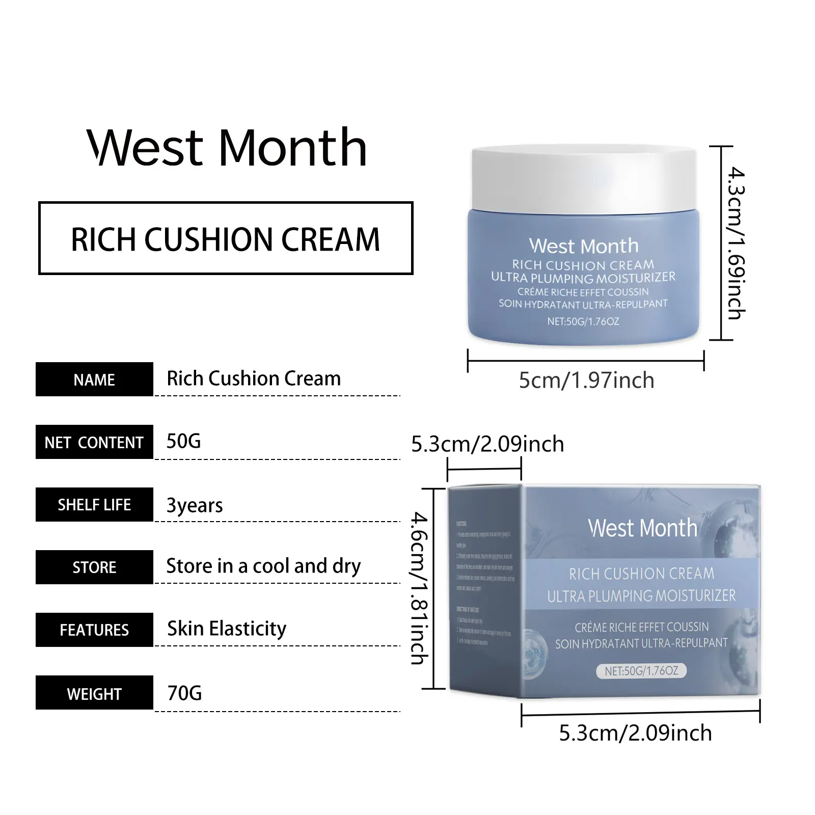 Face Moisturizing Cream with Almond Oil & Aloe Vera - West&Month 1 moisturizing cream enrich facial radiant West Month 594 8797