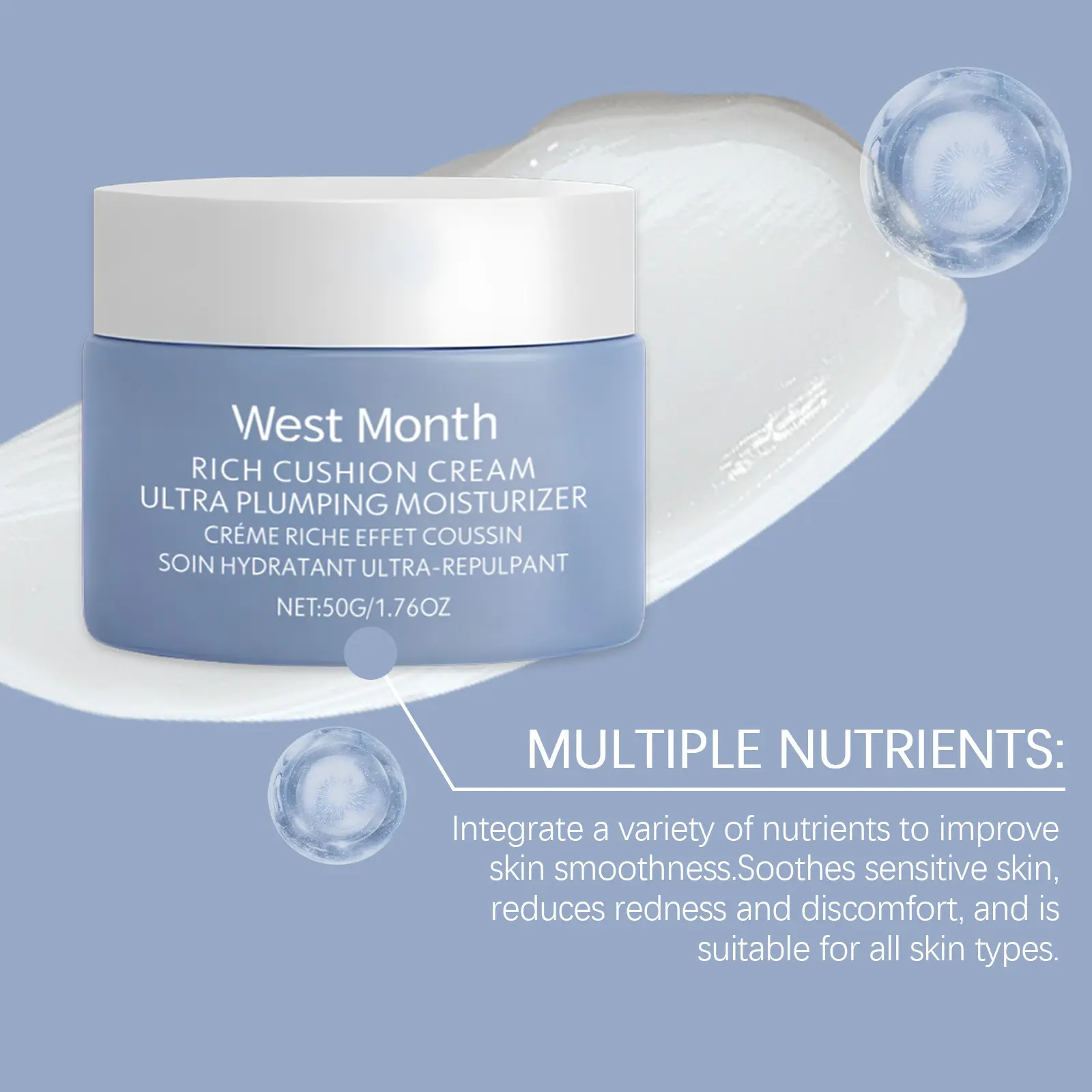 Face Moisturizing Cream with Almond Oil & Aloe Vera - West&Month 8 moisturizing cream enrich facial radiant West Month 594 8800