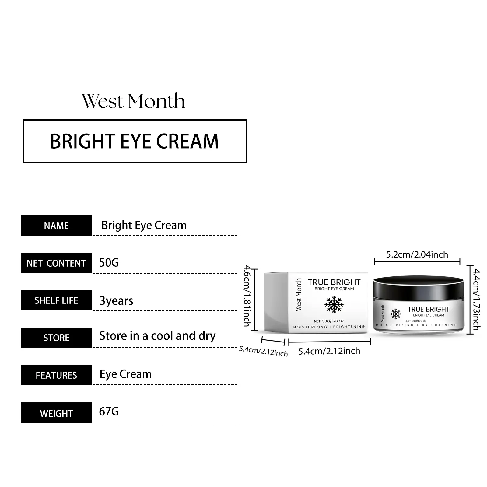 Moisturizing Eye Cream with Vitamin C for Brightening - West&Month 1 moisturizing eye cream gentle delicate daily West Month 467 7170
