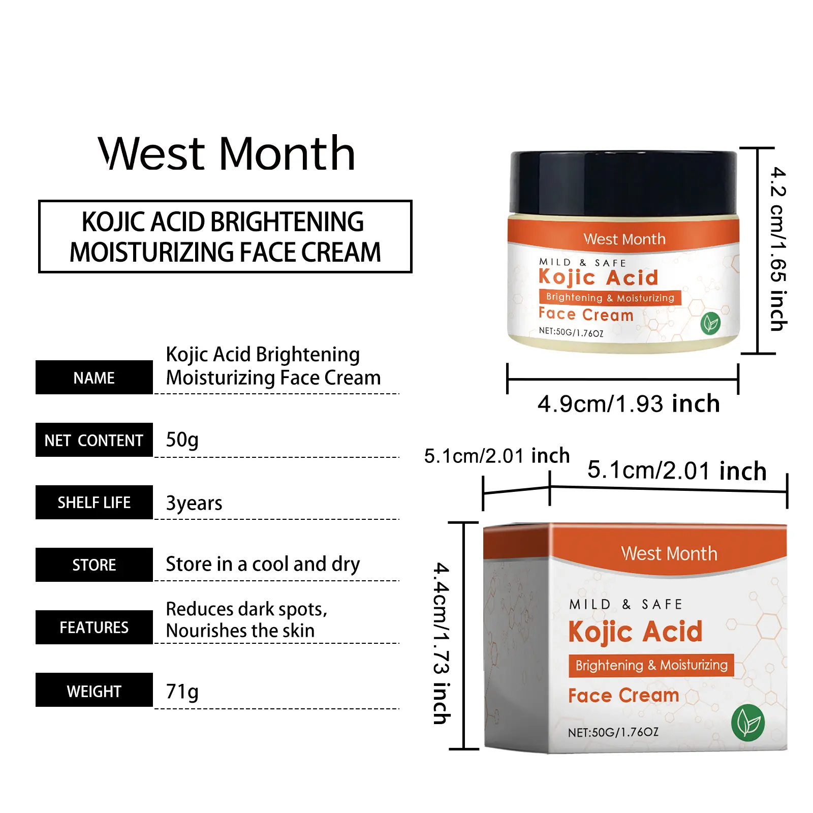 Moisturizing Face Cream for Bright & Hydrated Skin - West&Month 1 moisturizing face cream gentle bright moist West Month 067 1938