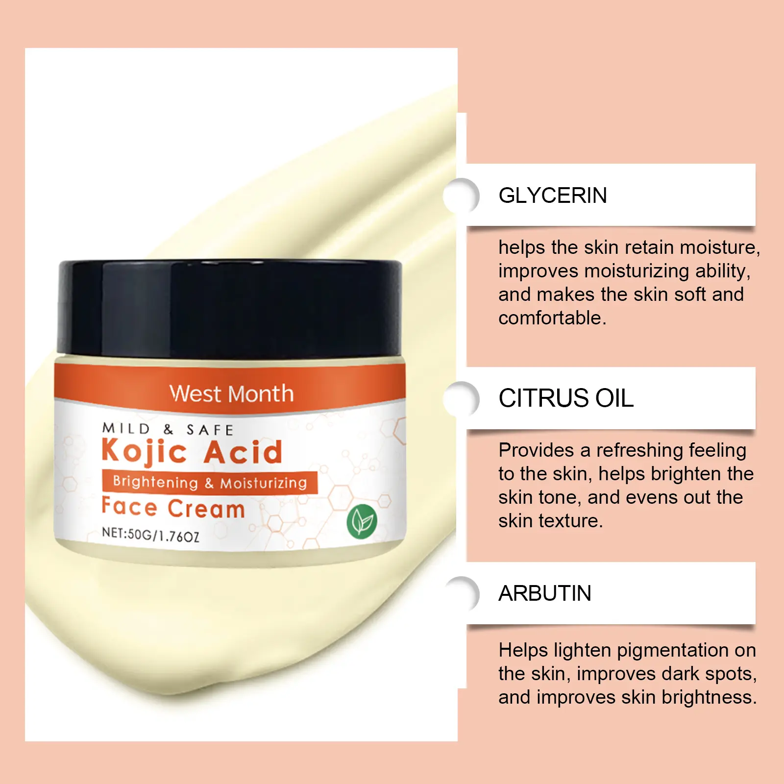 Moisturizing Face Cream for Bright & Hydrated Skin - West&Month 8 moisturizing face cream gentle bright moist West Month 067 1940