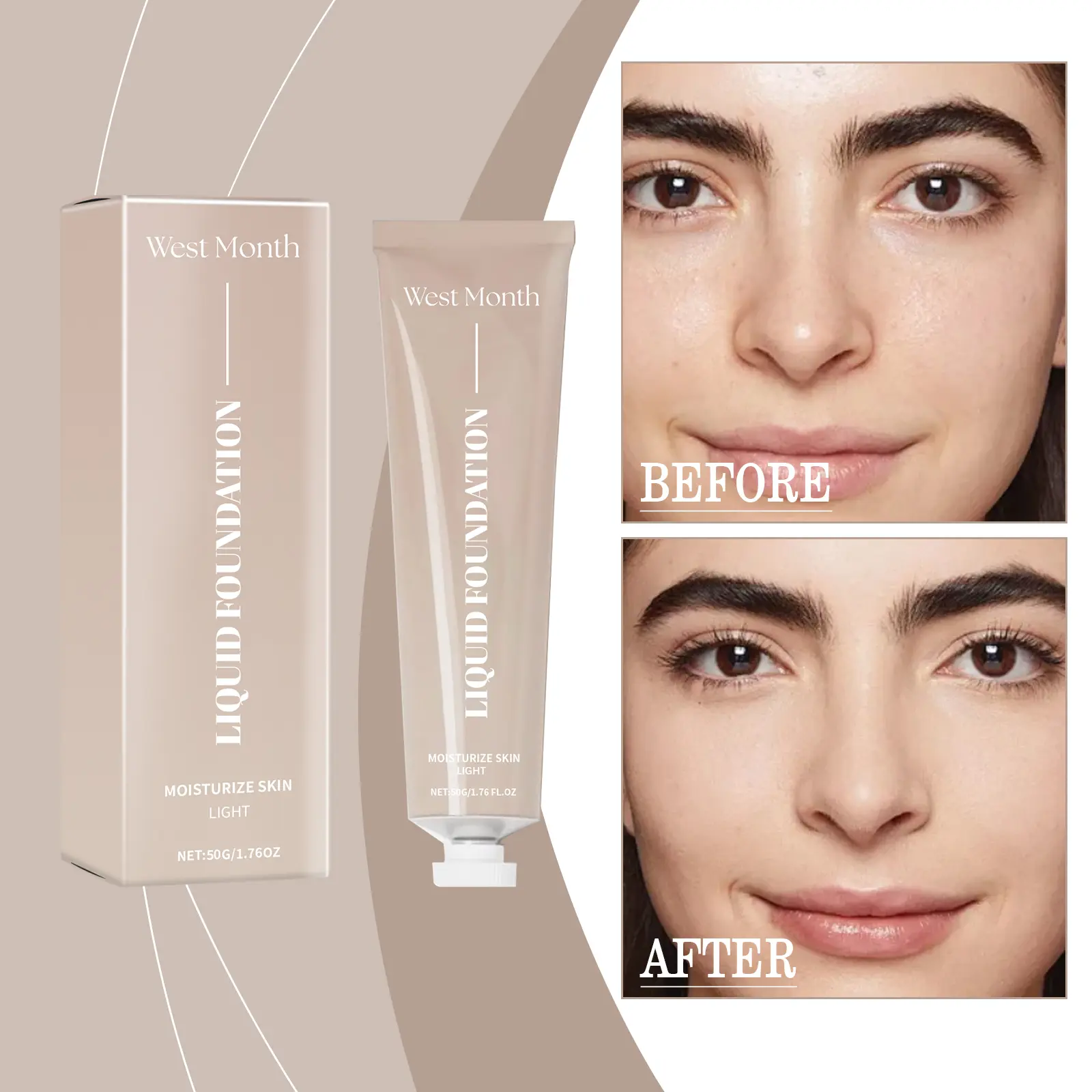 Moisturizing Foundation Lotion: Hydrating & Long-Lasting - West 2 moisturizing foundation daily refresh hydrate long lasting West Month 489 7491