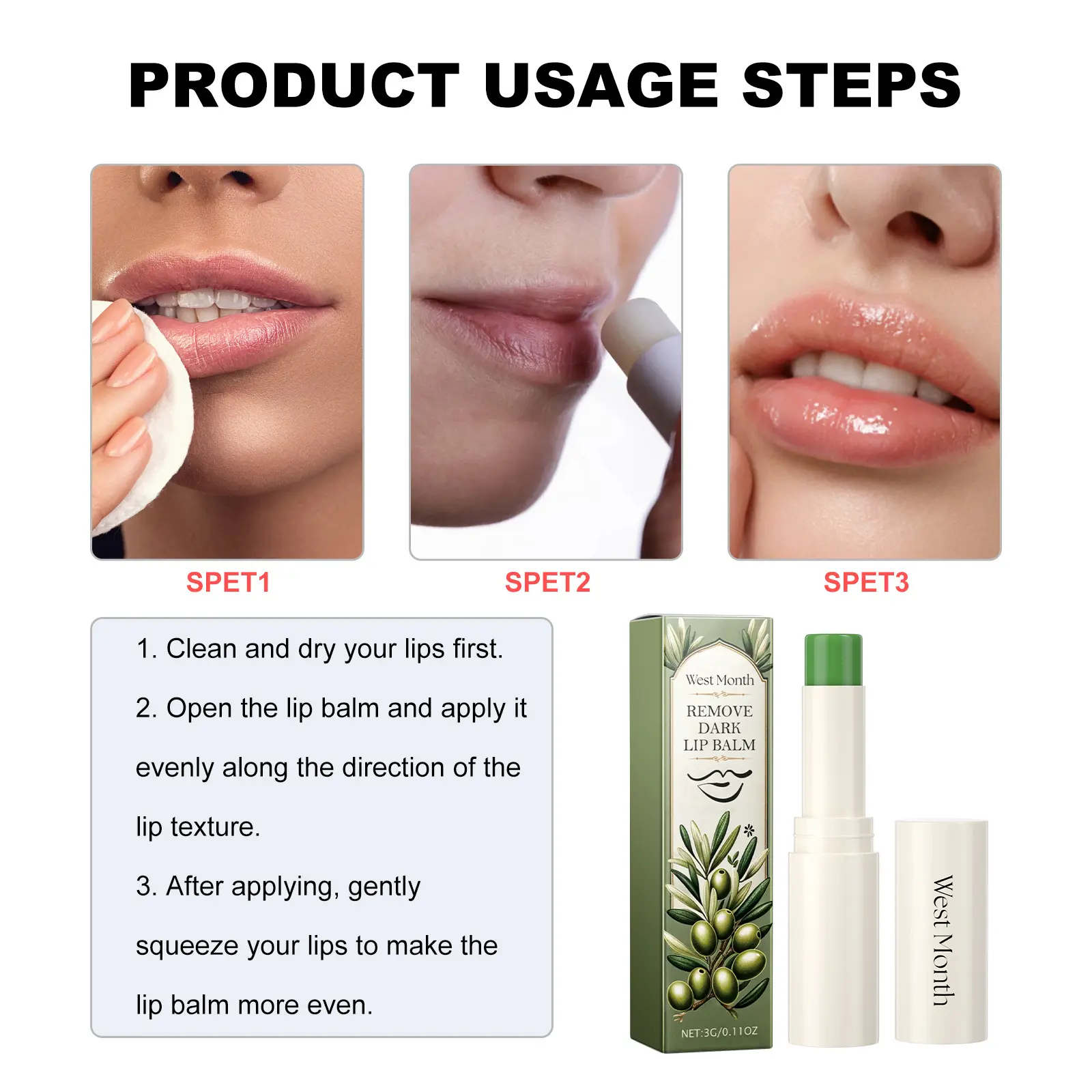 Moisturizing Lip Balm for Dry & Chapped Lips - West 4 moisturizing lip balm whiten lines moisturize West Month 361 5703