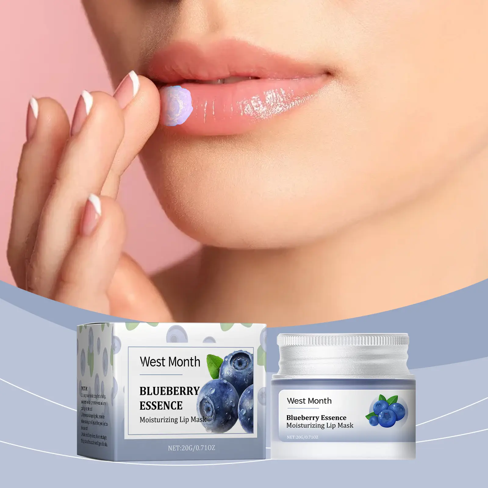 Blueberry Moisturizing Lip Mask for Hydration & Nourishment - West&Month 2 moisturizing lip mask clean repair nourish West Month 605 8899