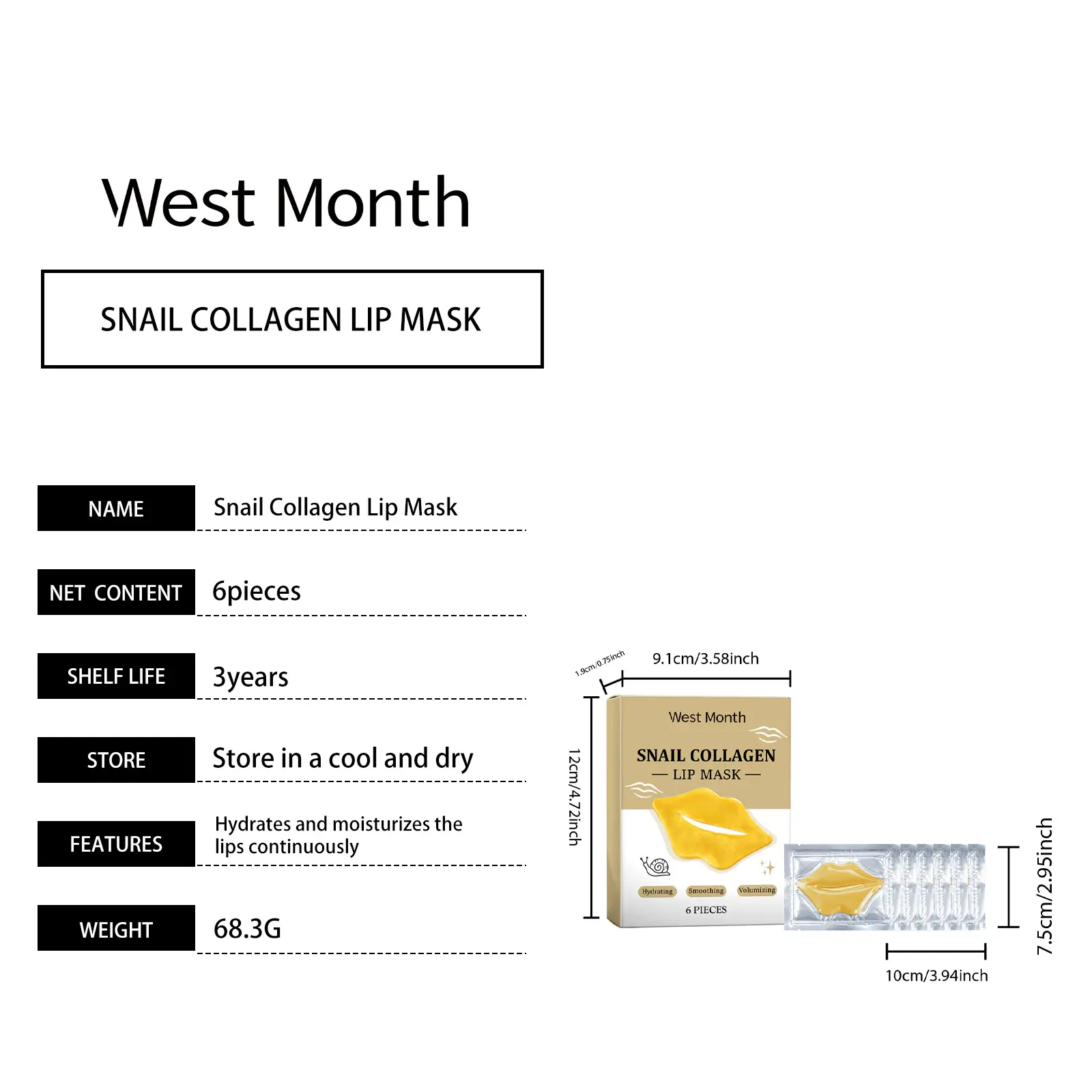 Moisturizing Plumping Lip Mask for Soft & Smooth Lips - West Month 1 moisturizing lip mask nourish soft daily West Month 814 11281