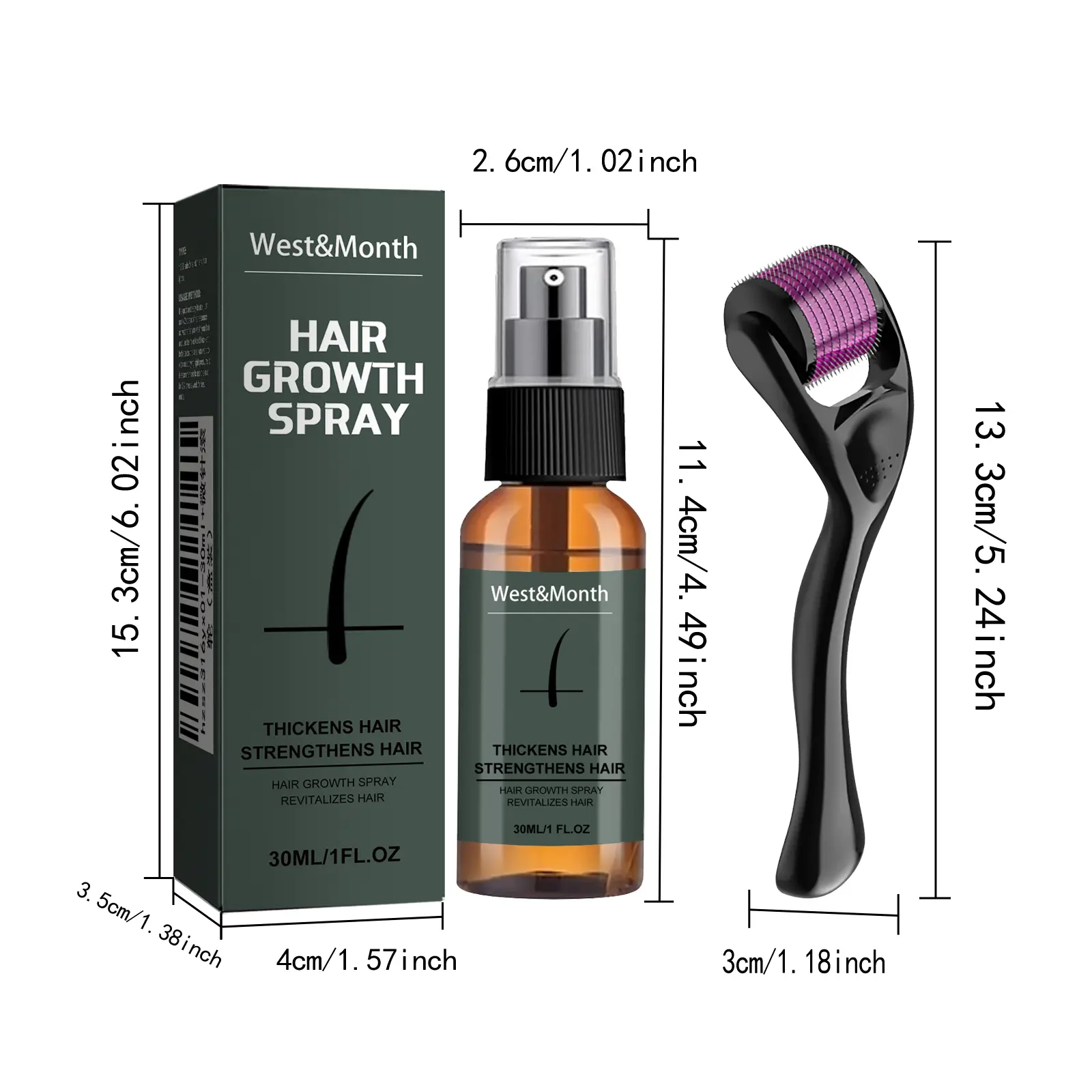 Beard and Moustache Spray Set with Ginseng & Ginger - West&Month 1 moustache spray set boost beard growth West Month 009 11384