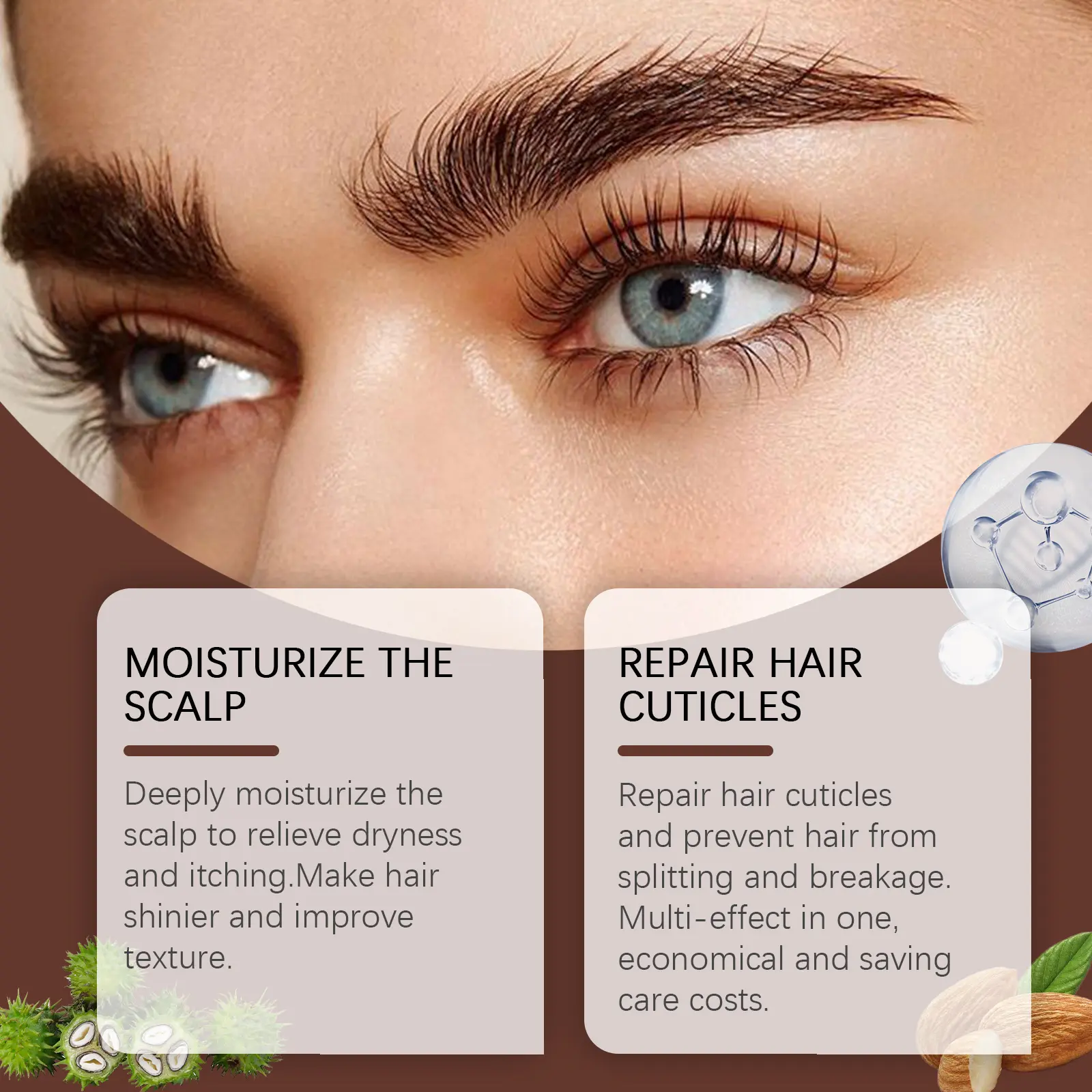 All-In-One Castor Oil for Skin, Eyelashes & Eyebrows - West&Month 6 multi effect castor oil moisturize eyelash eyebrow West Month 290 4771