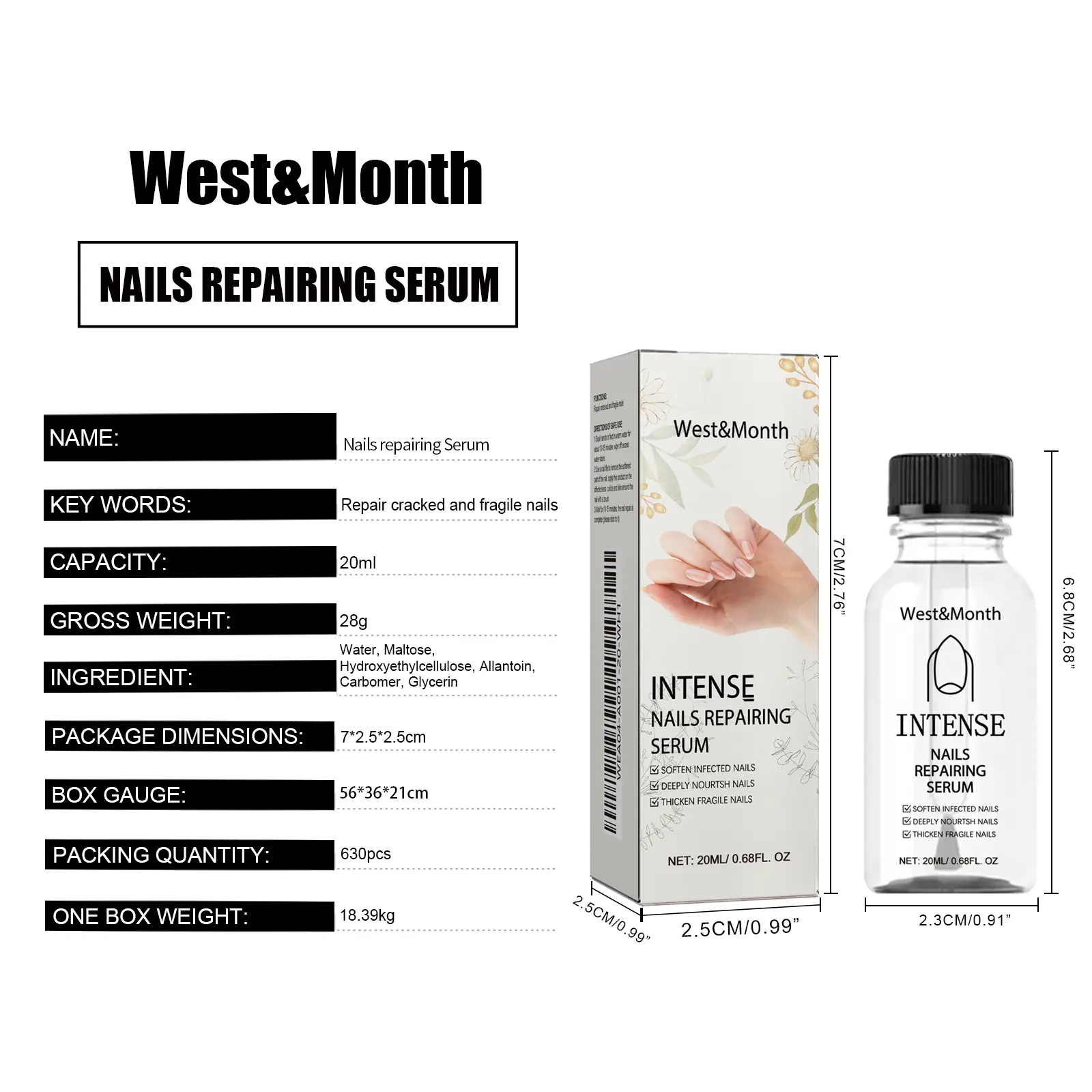 Nail Care Essence for Damaged & Discolored Nails - West&Month 1 nail care essence clean soft bright nails West Month 355 5619