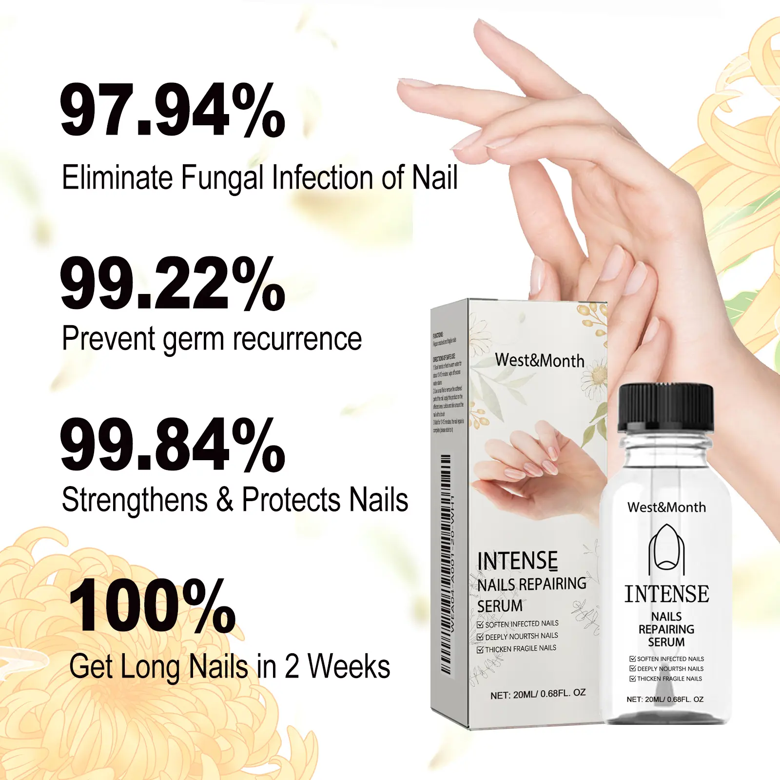 Nail Care Essence for Damaged & Discolored Nails - West&Month 7 nail care essence clean soft bright nails West Month 355 5621