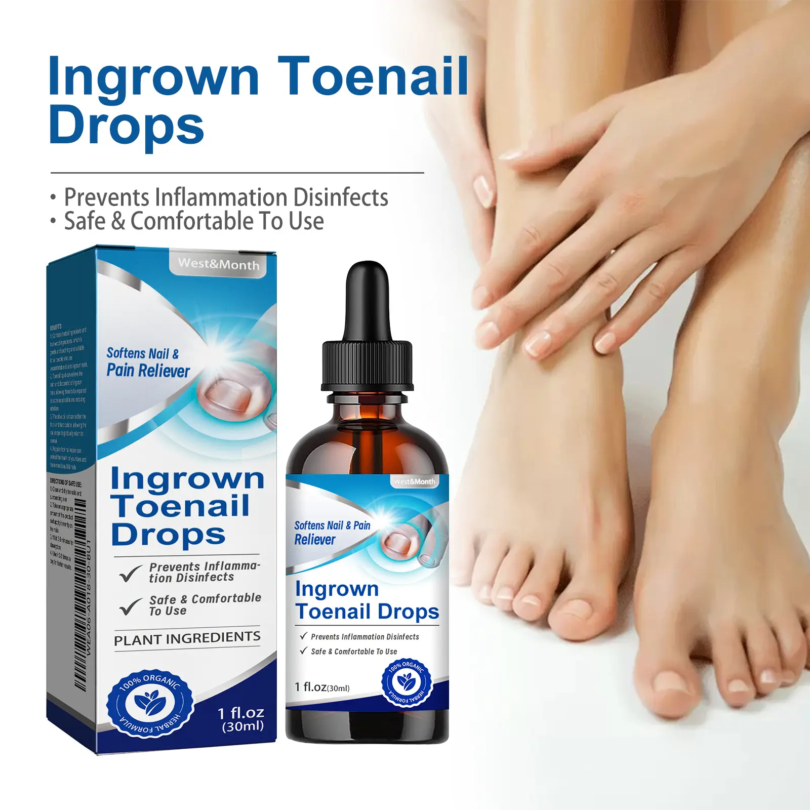 Nail Care Solution for Ingrown Nail Repair and Strength - West&Month 1 nail care solution clean moisturize strong West Month 177 3325