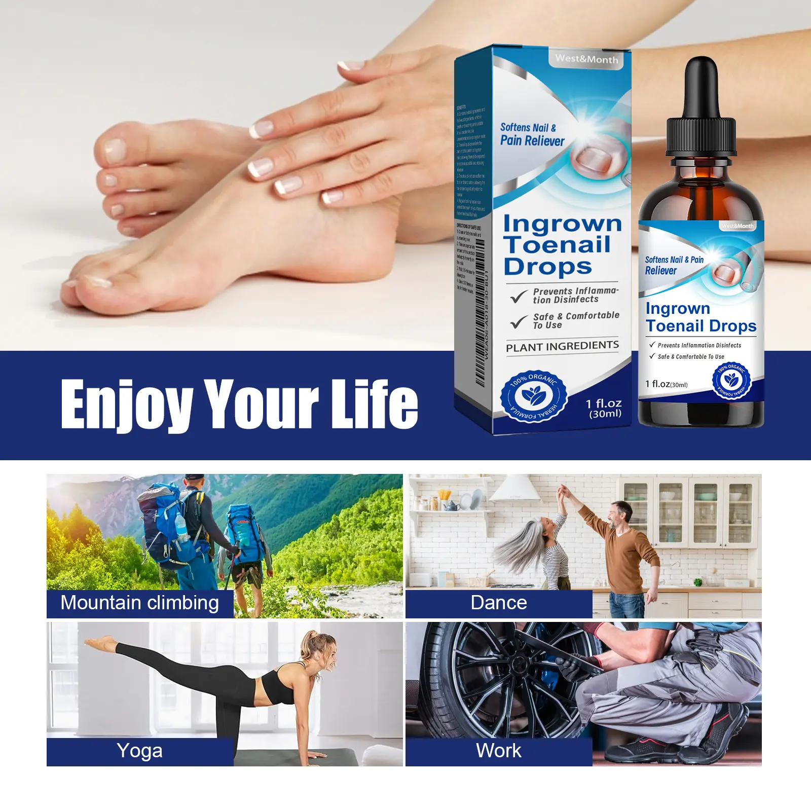 Nail Care Solution for Ingrown Nail Repair and Strength - West&Month 7 nail care solution clean moisturize strong West Month 177 3328