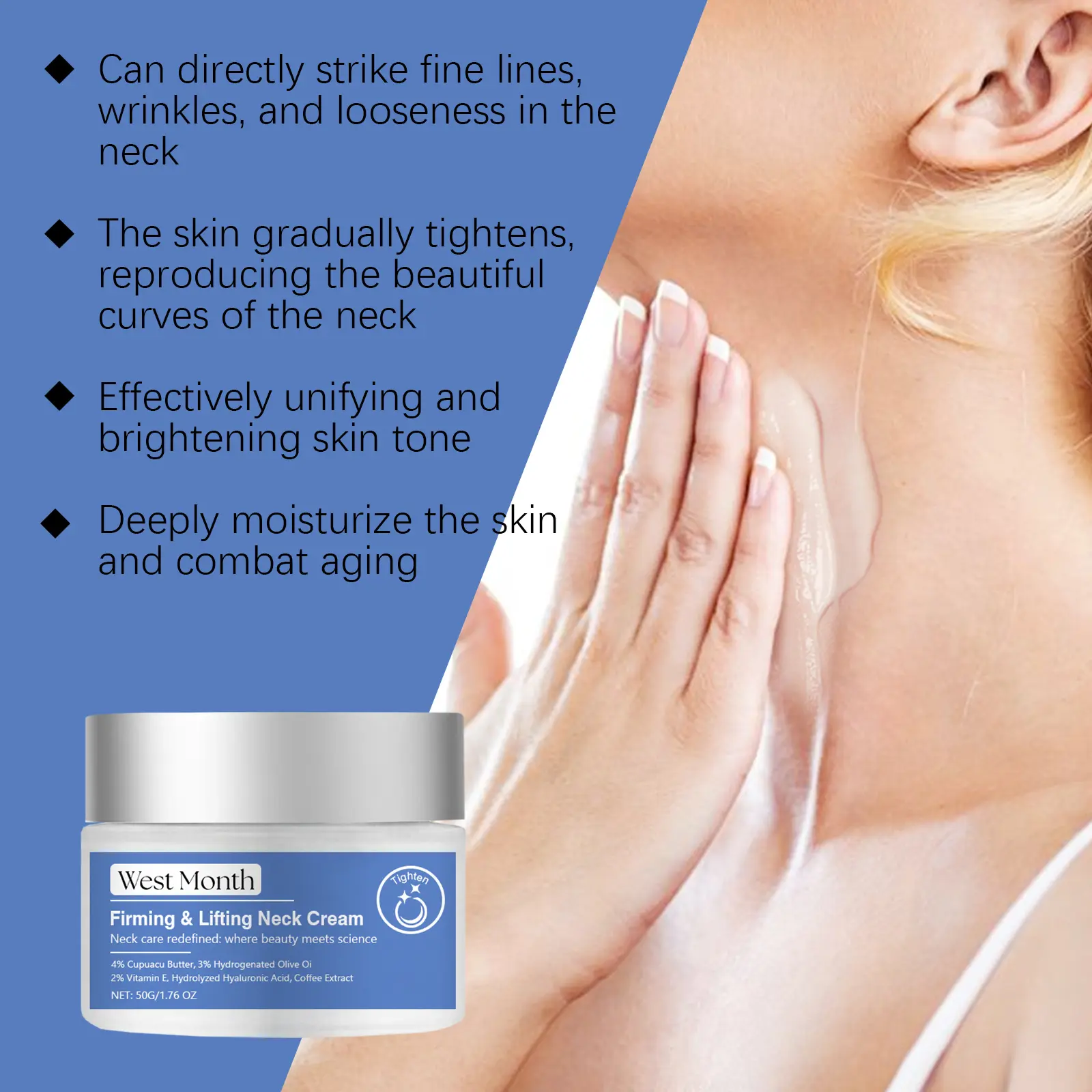 Neck Firming Cream for Lines and Elasticity - West&Month 4 neck firming cream nourish lines improve elasticity West Month 136 2812