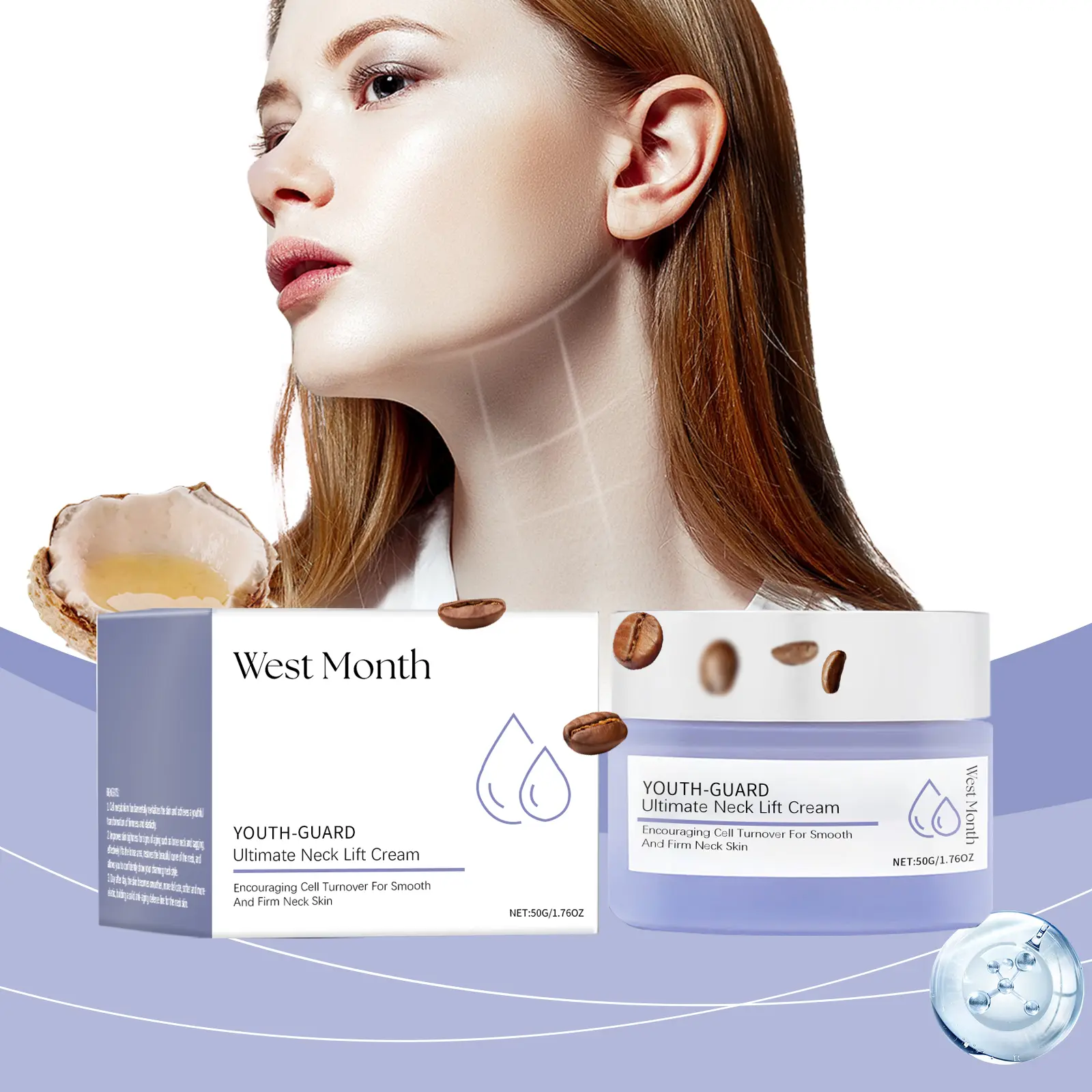 Neck Firming Cream for Hydrating & Nourishing Care - West&Month 2 neck firming cream refresh moisturize nourish West Month 454 6988